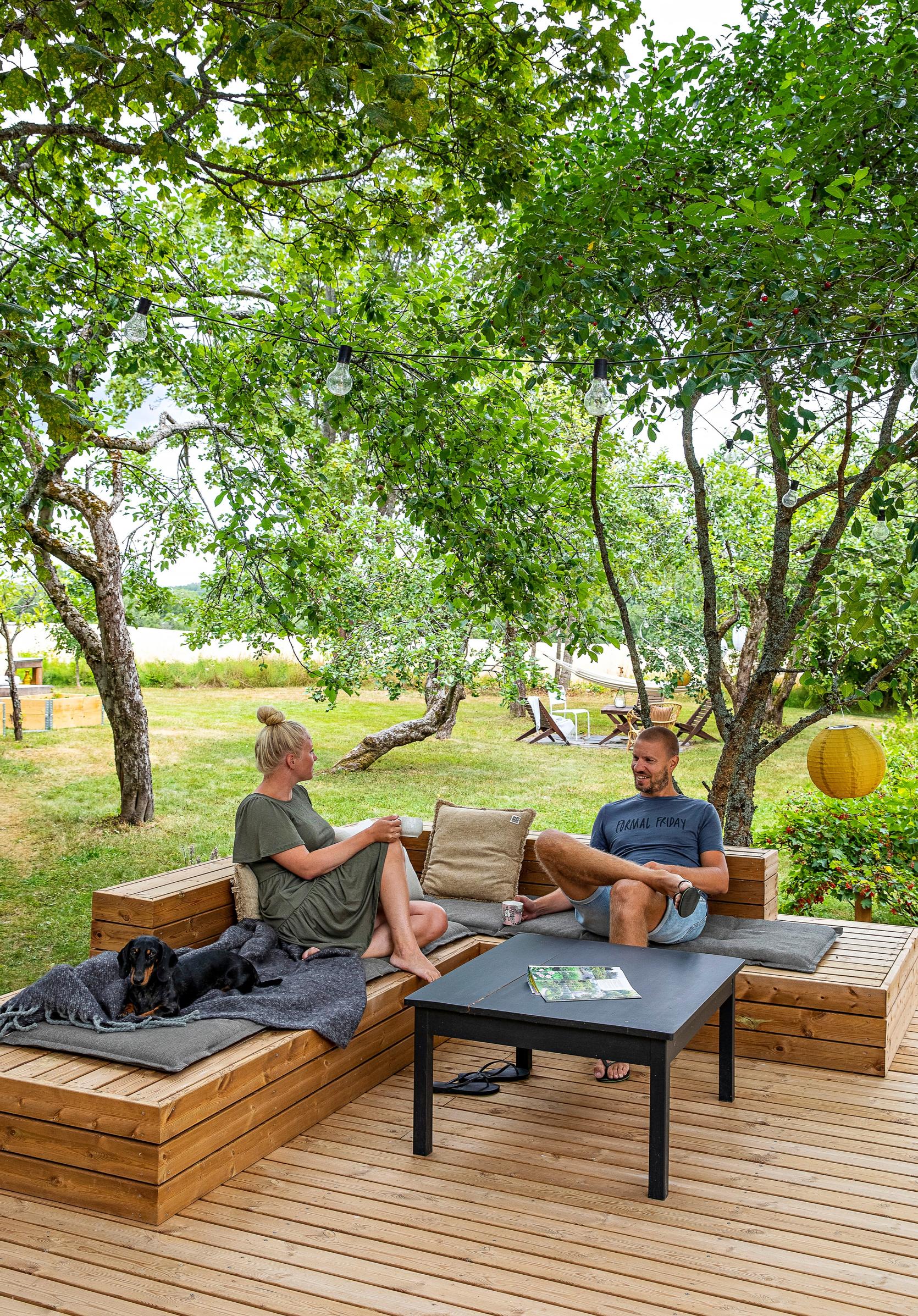 Outdoor furniture made of deck boards