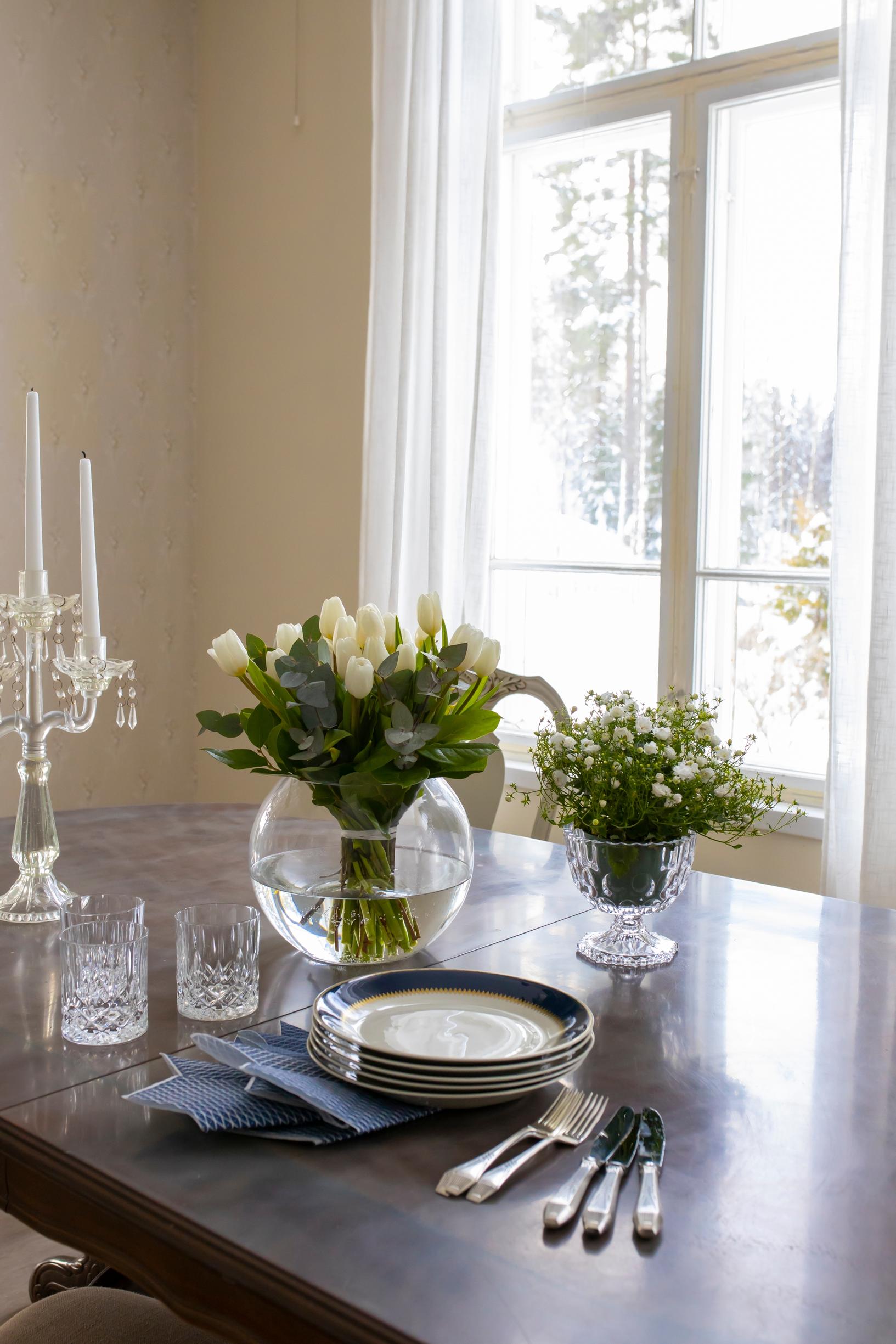 Table setting in progress.