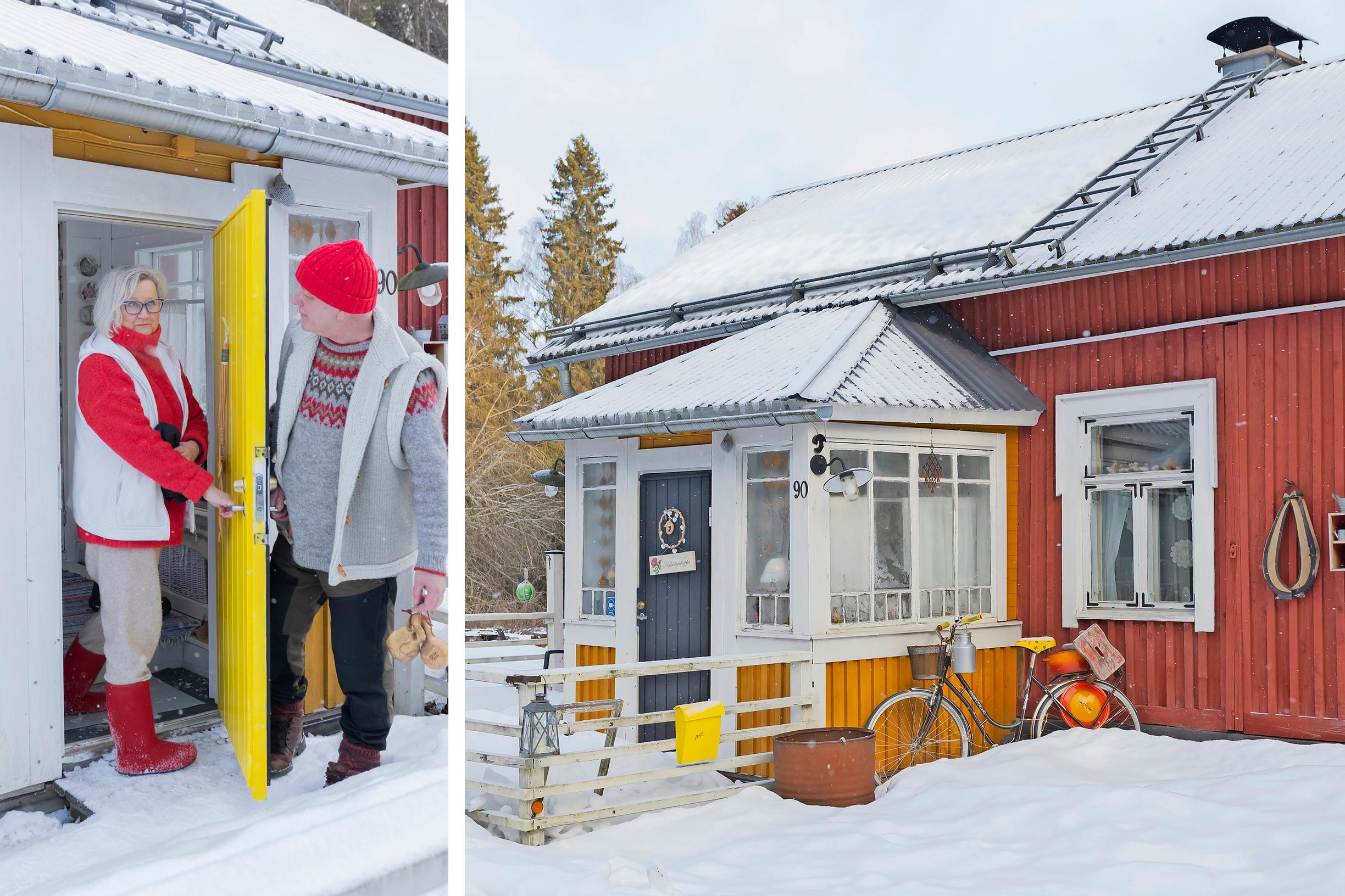 An old fisherman’s cottage is Anne and Matti’s cozy winter retreat—with draft stoppers and old blankets keeping them warm