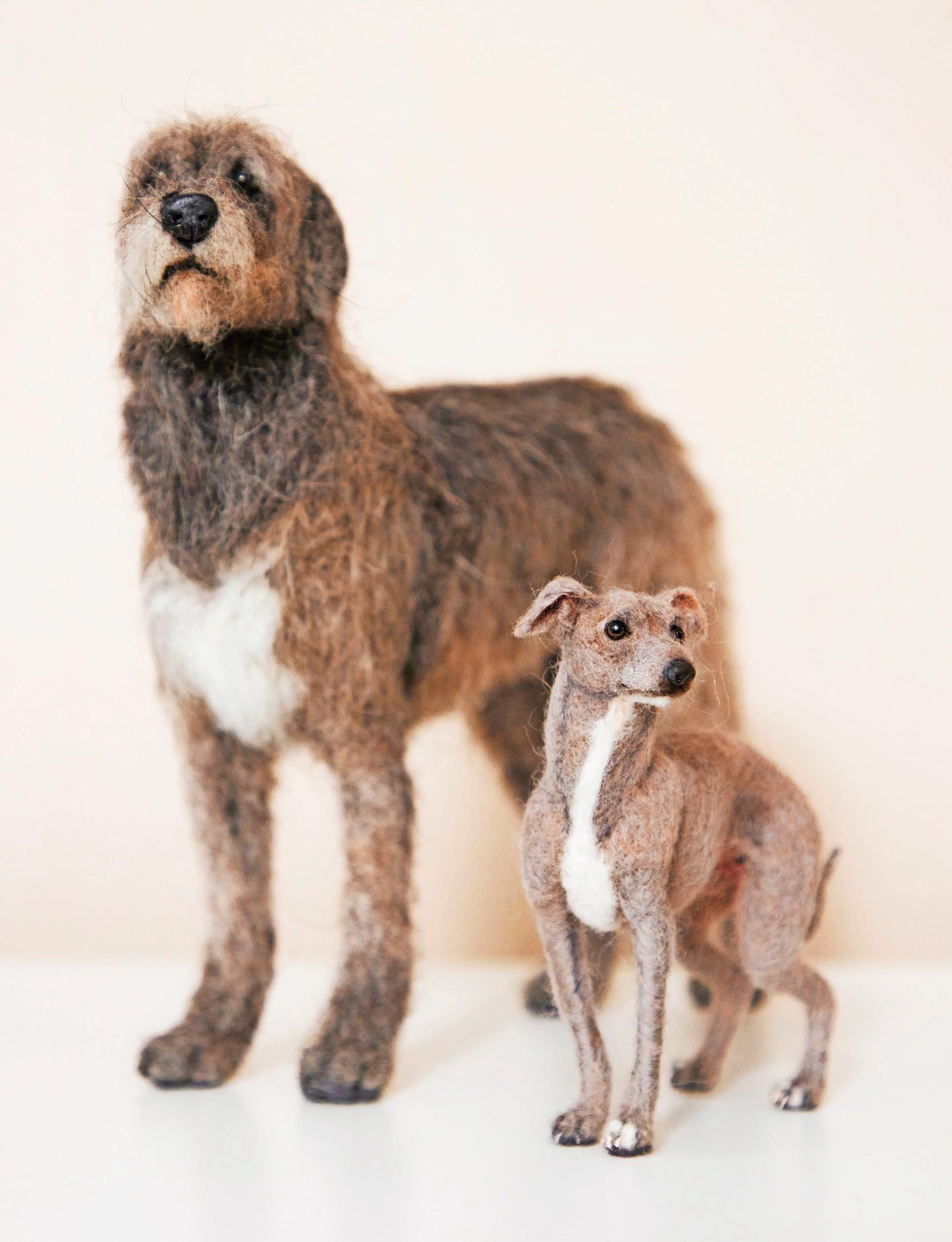 Two felted dogs.