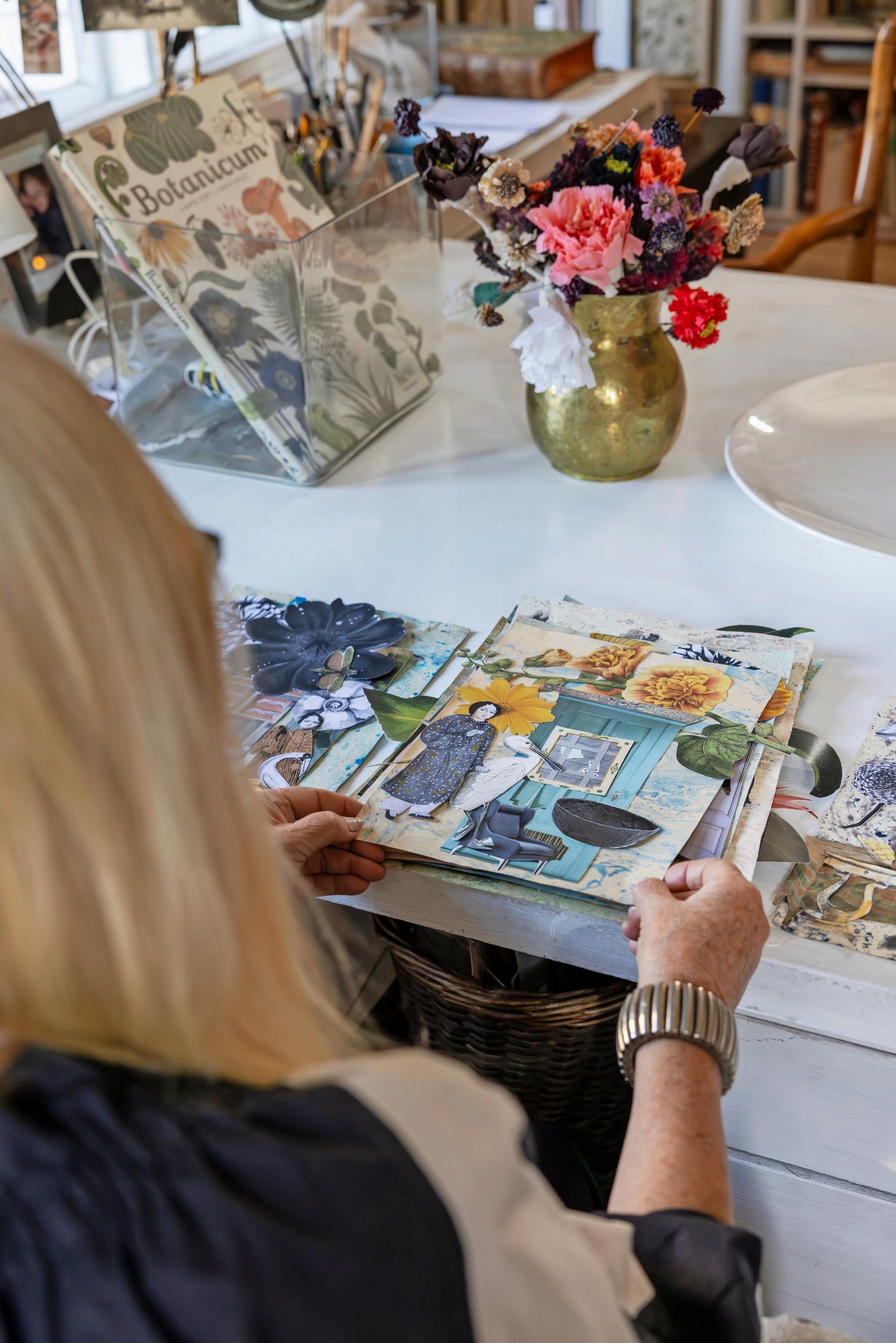 Kerstin Enbom composes collages.