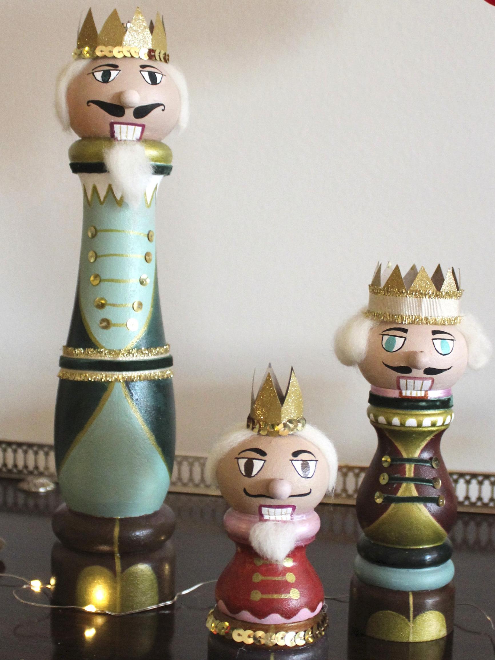 Turn old spice mills into playful nutcracker decorations