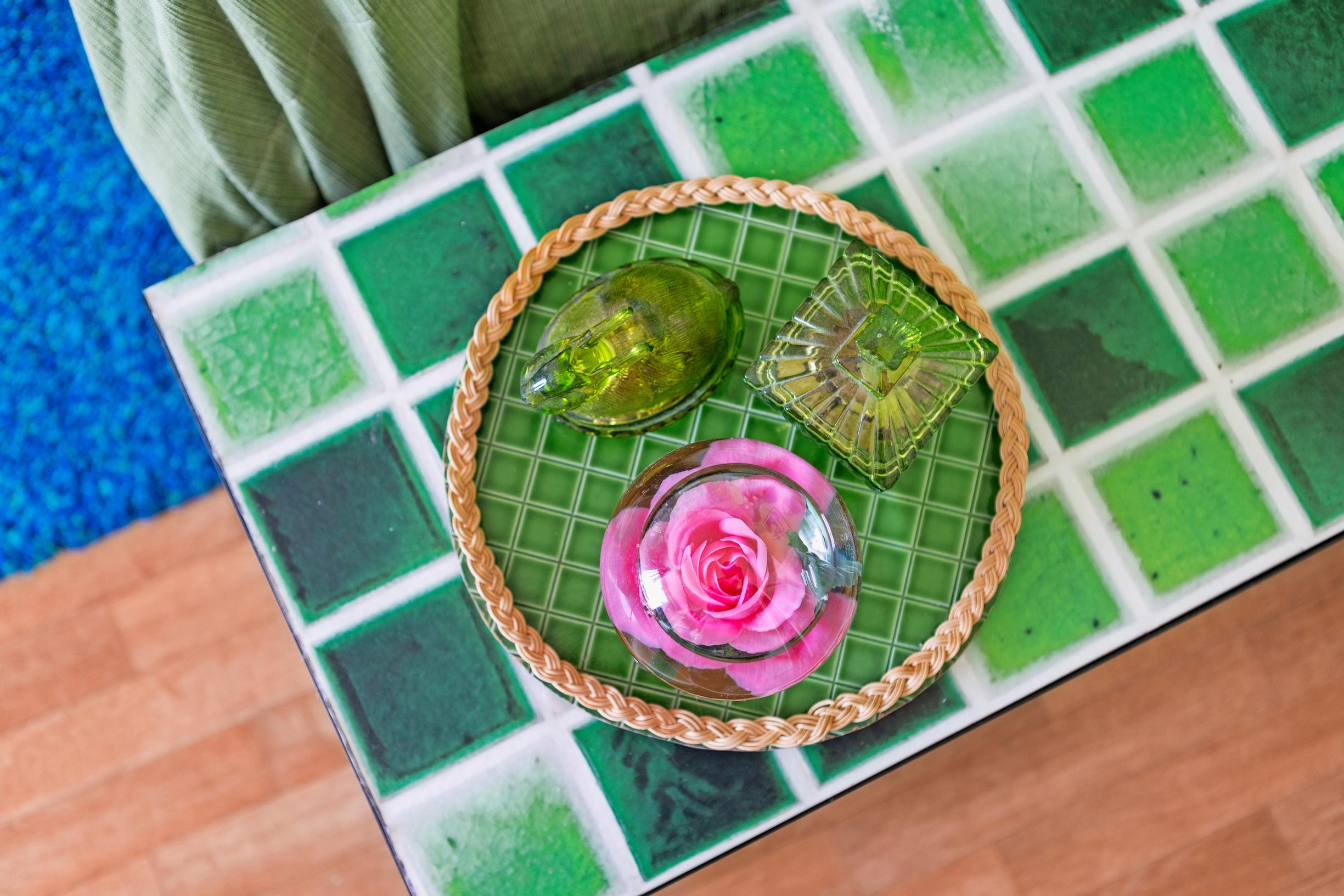 An arrangement on a tray.