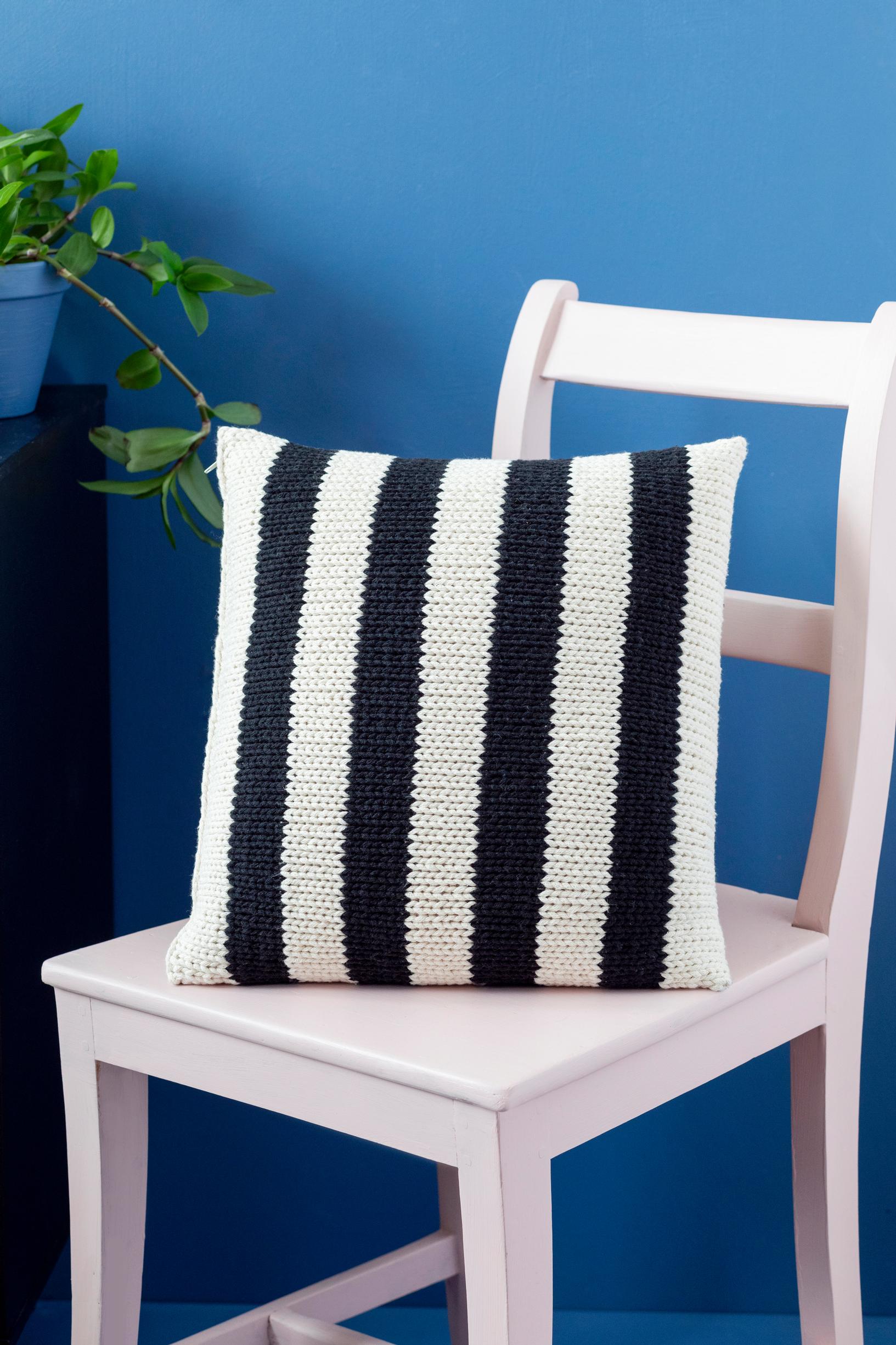 Knitted striped pillow