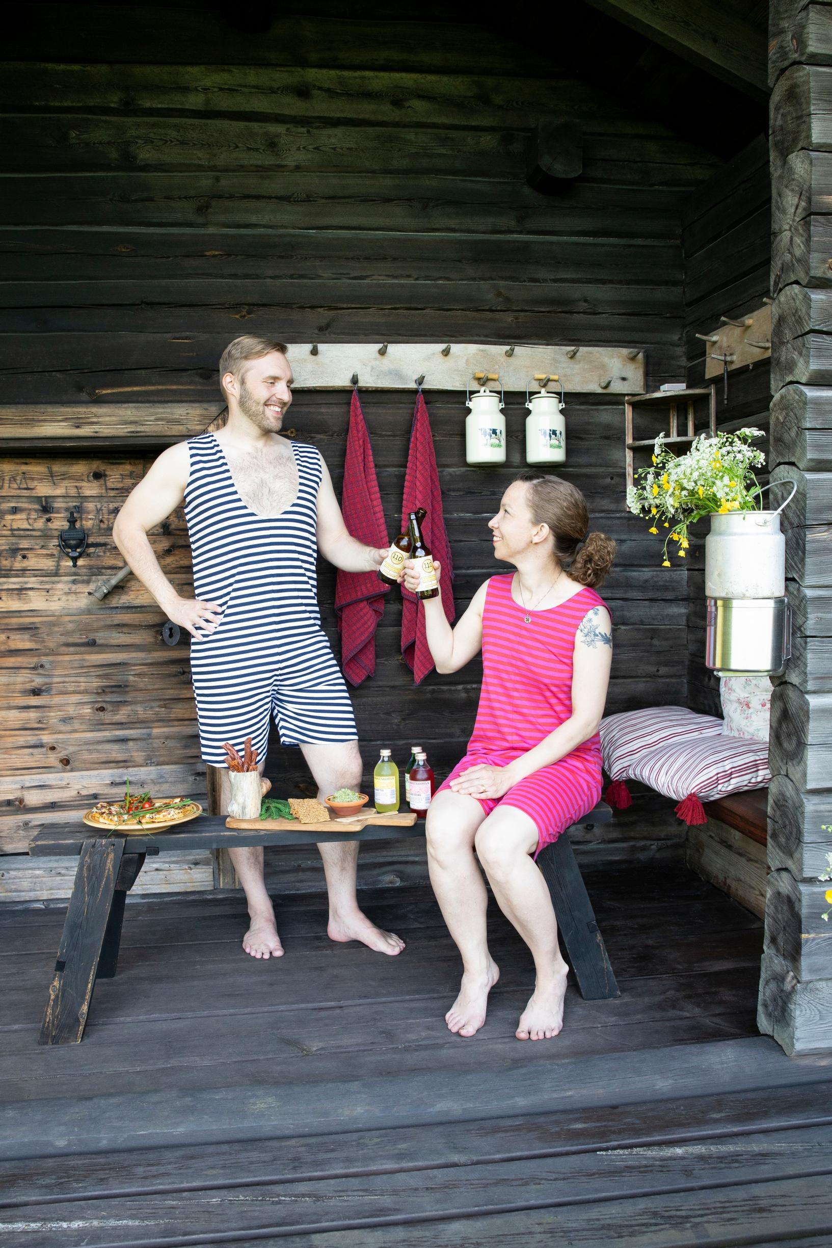 Snacks on the whiskey barrel sauna terrace