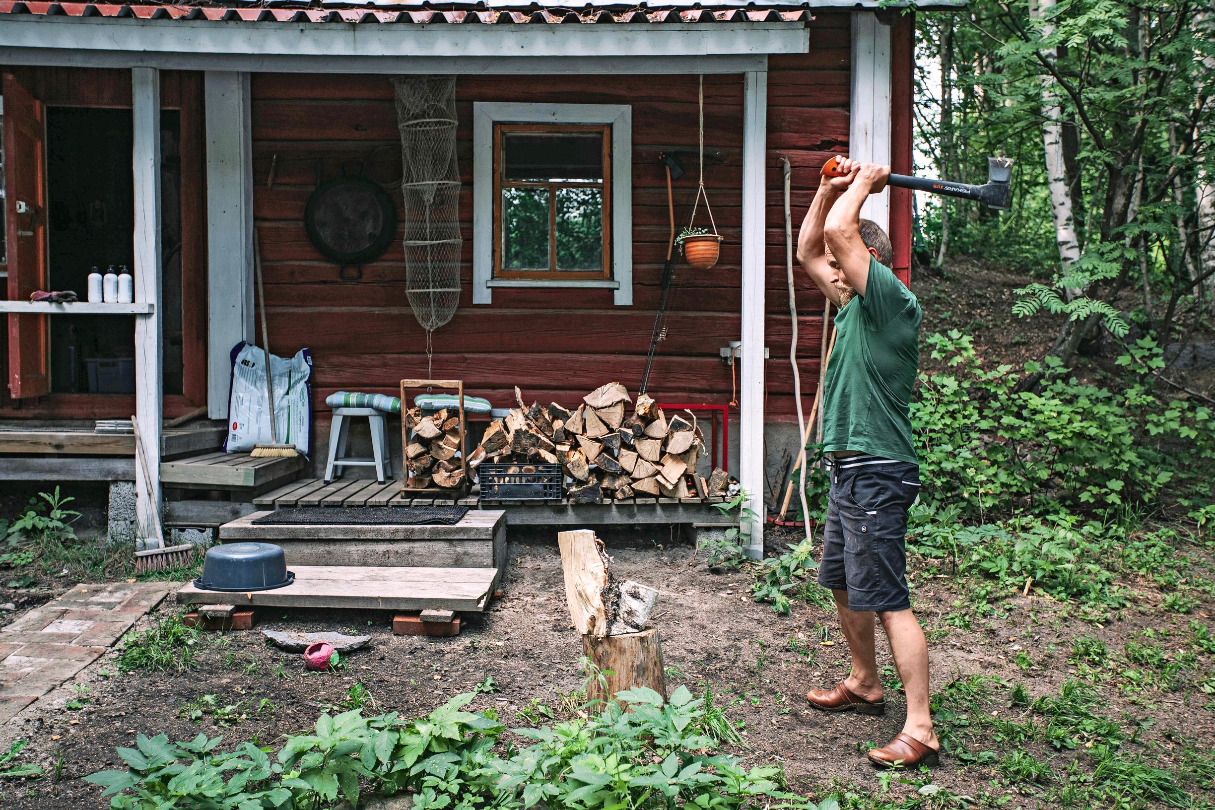Chopping firewood