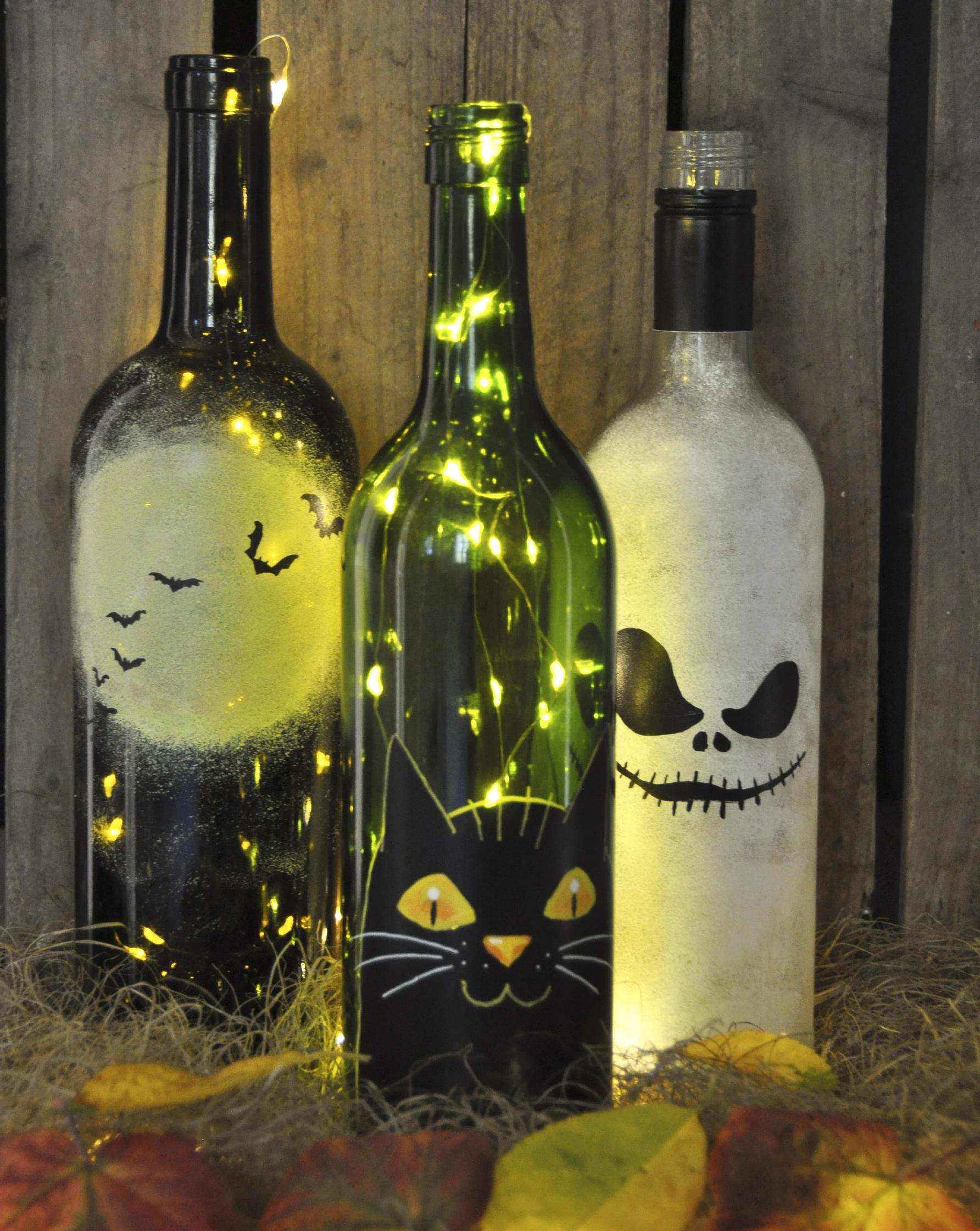 Light up your window or garden with spooky Halloween bottles