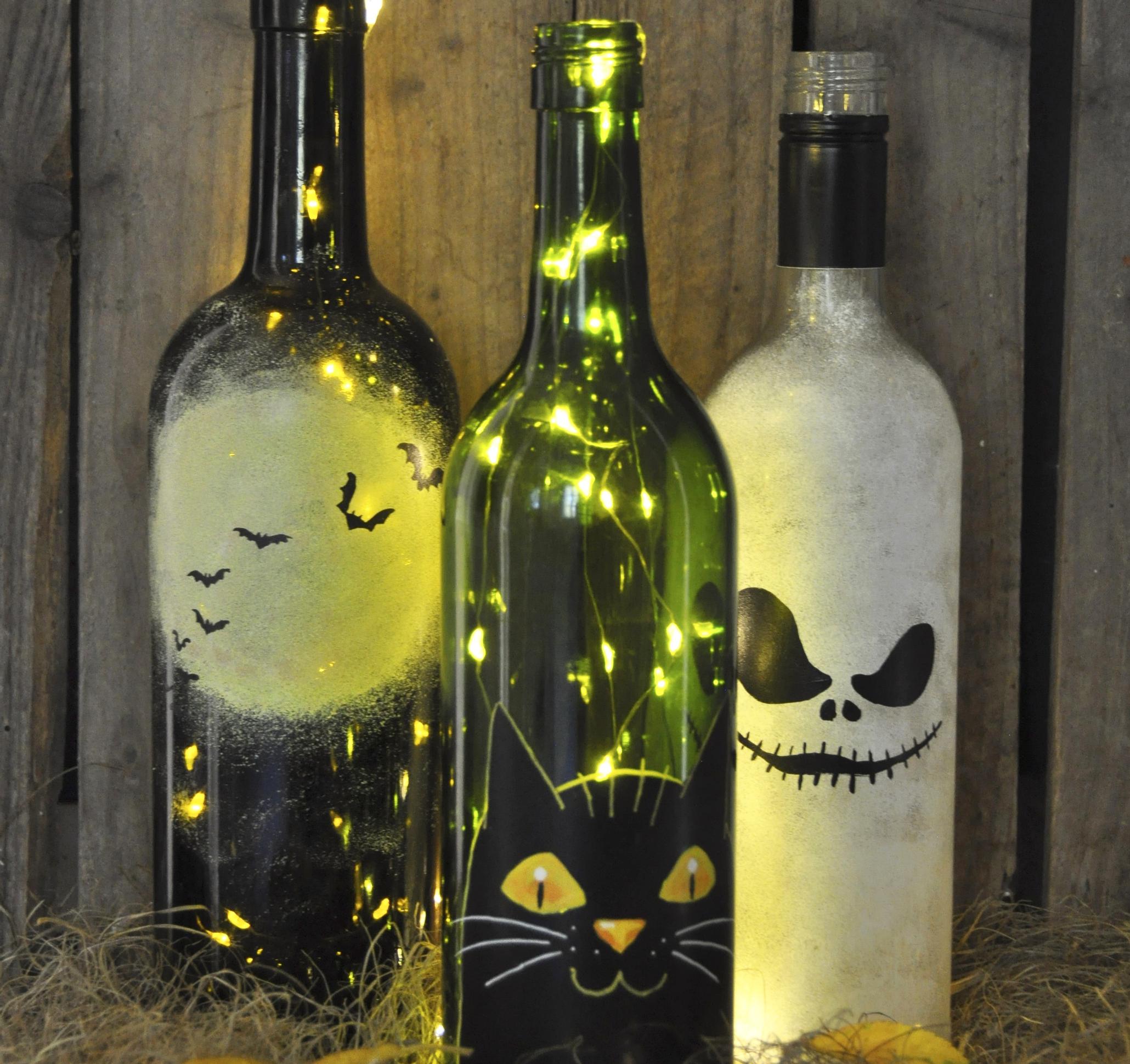 Light up your window or garden with spooky Halloween bottles