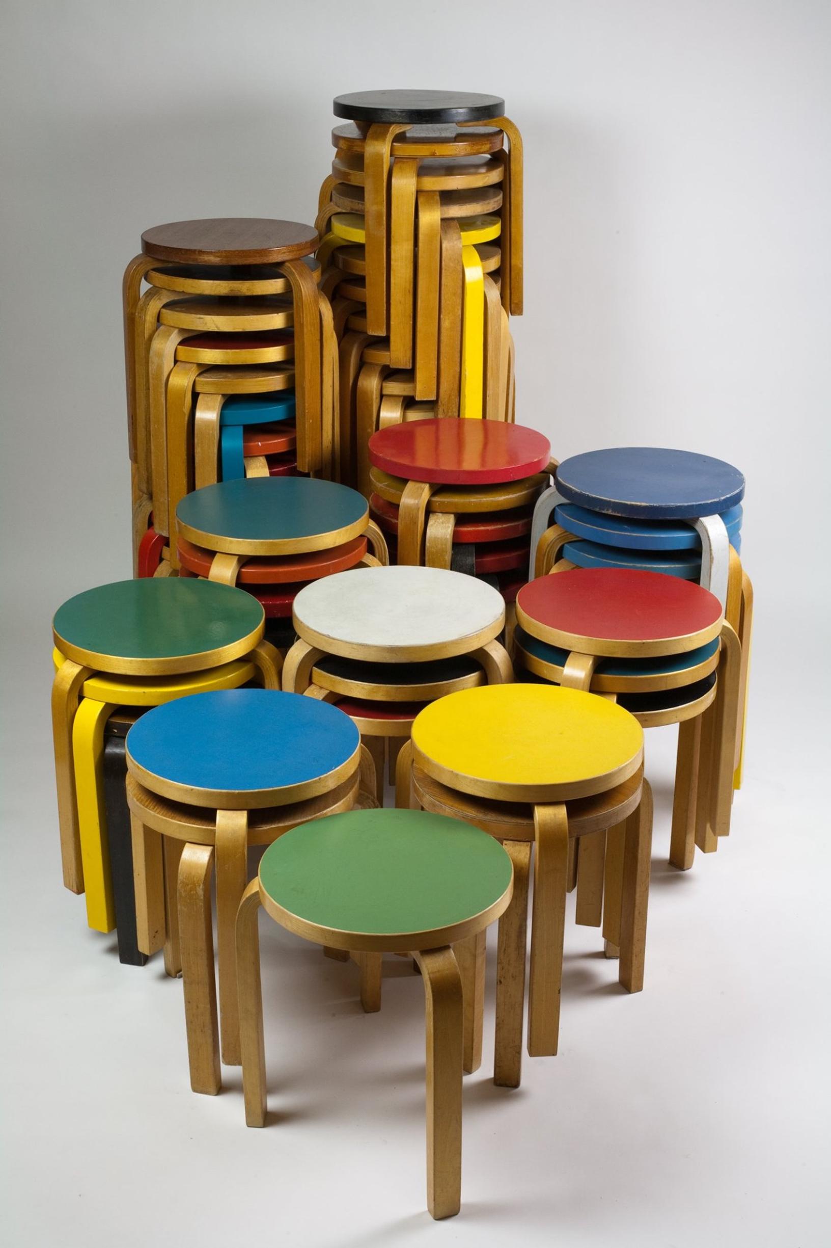 Artek stools in various colors