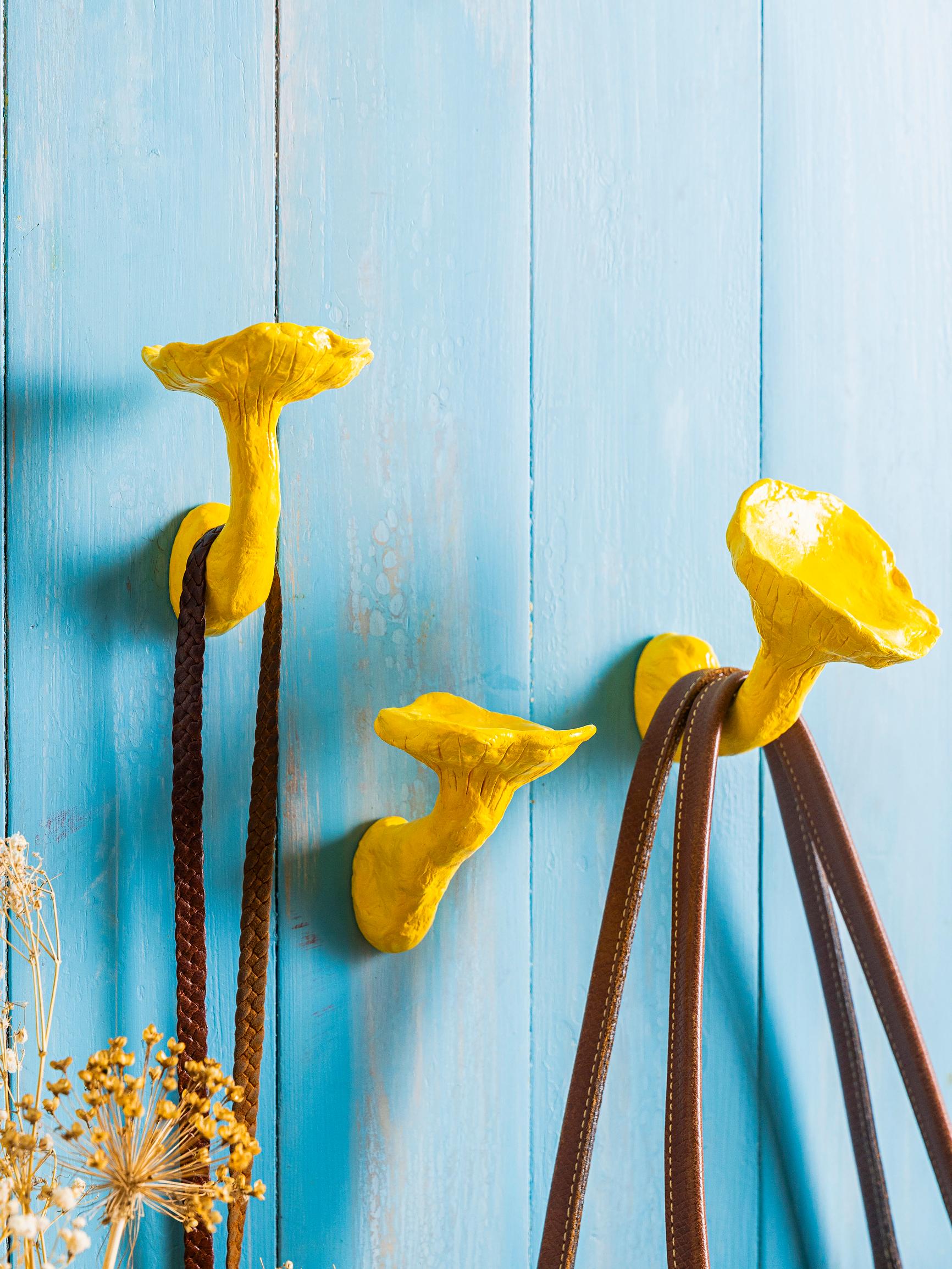 Mushrooms on your wall? Craft playful chanterelle hooks for your entryway