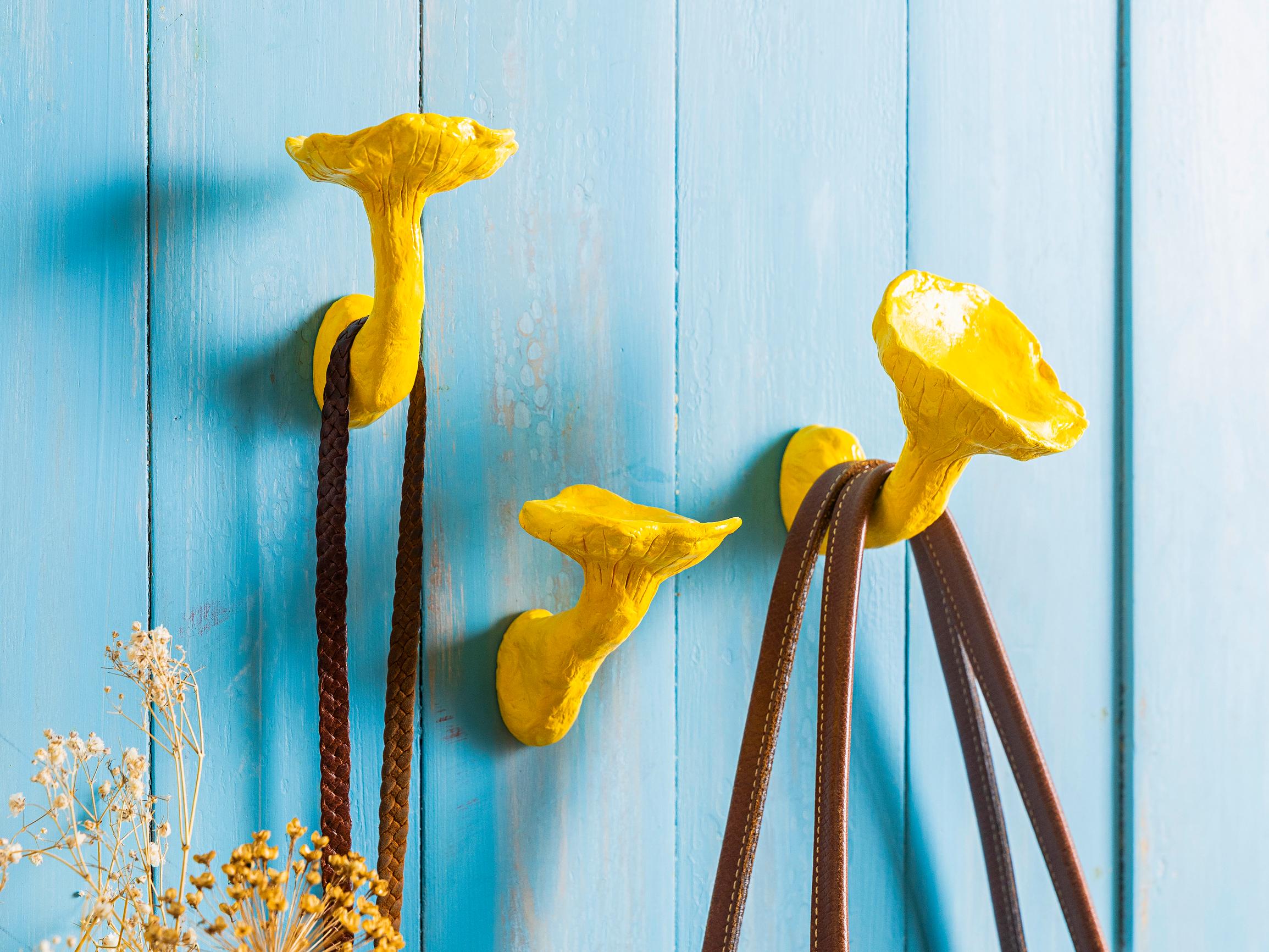 Mushrooms on your wall? Craft playful chanterelle hooks for your entryway