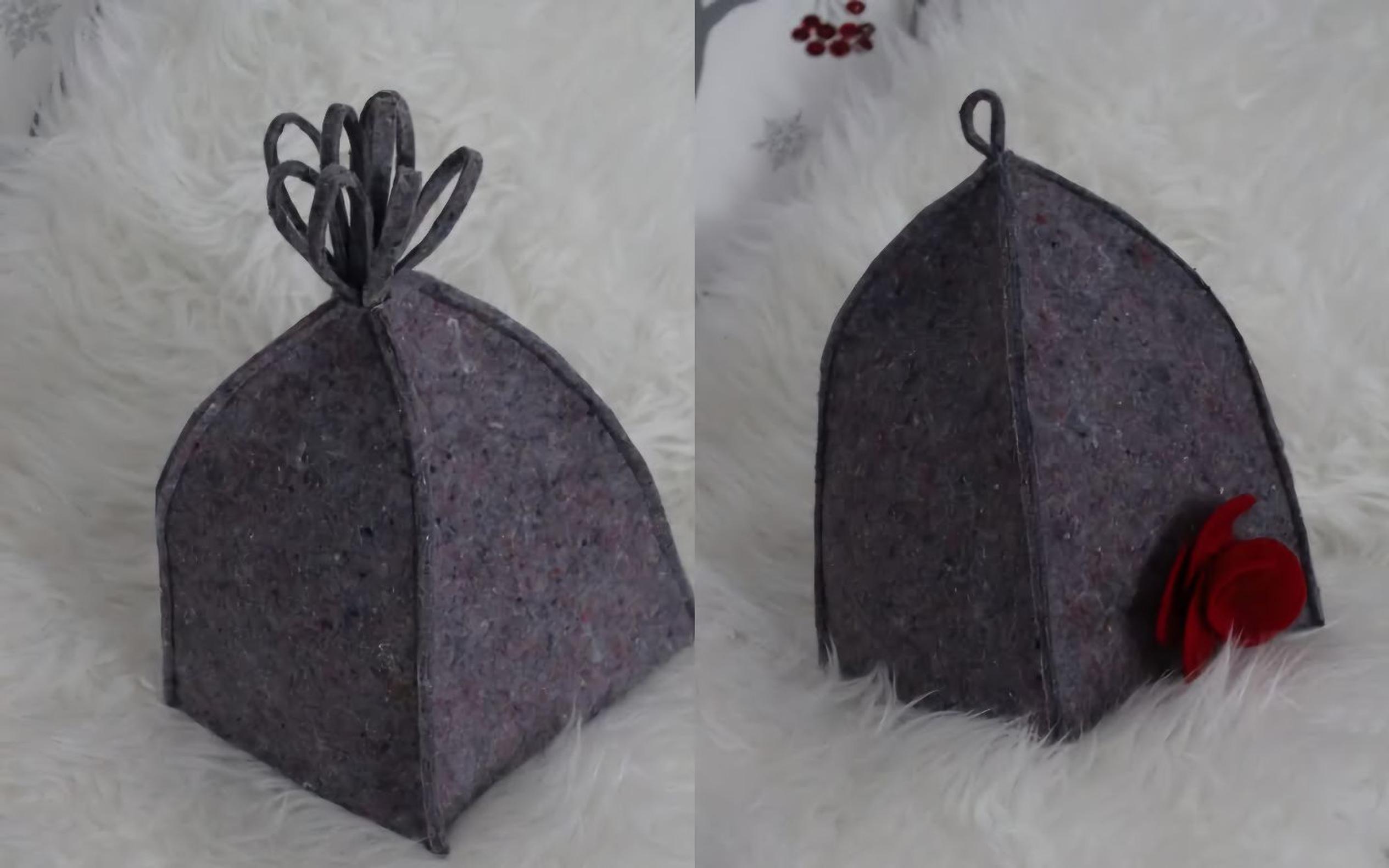 Two gray felted hats.