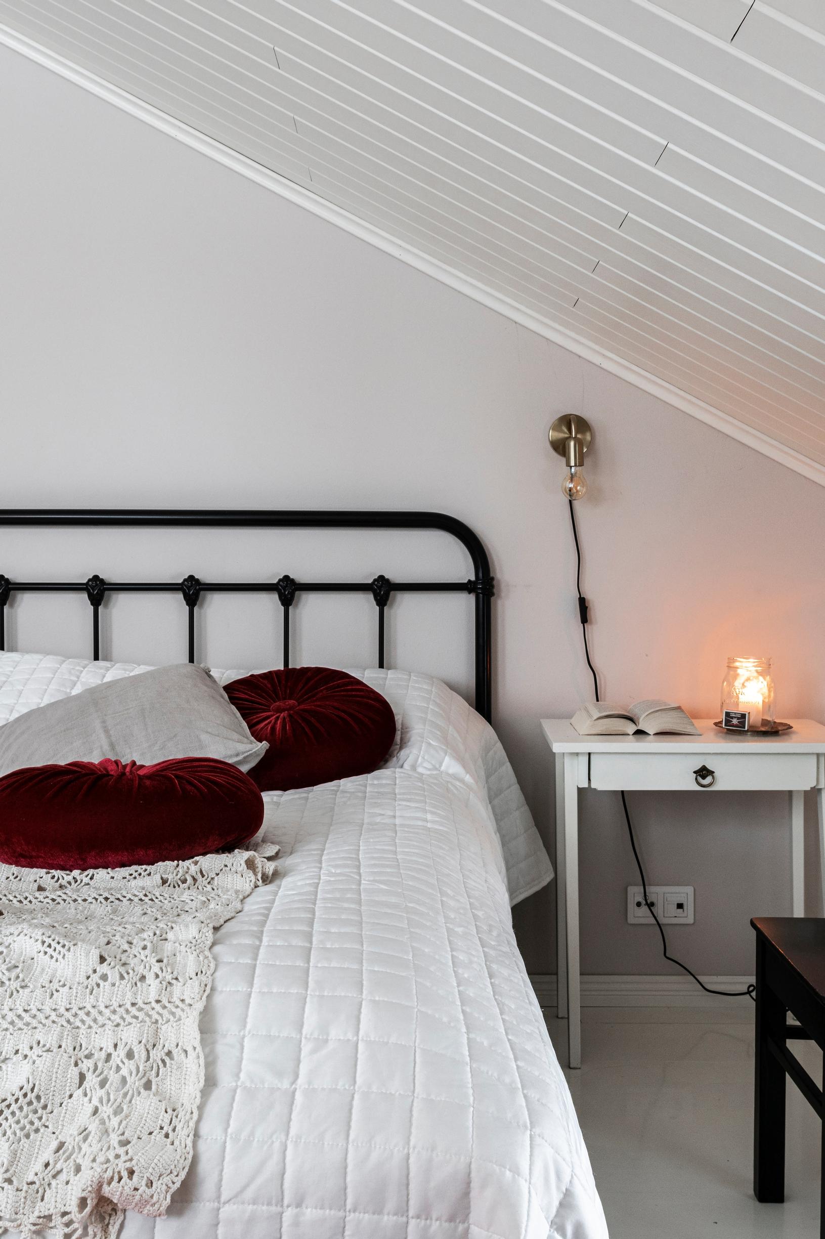 Iron bed in the bedroom