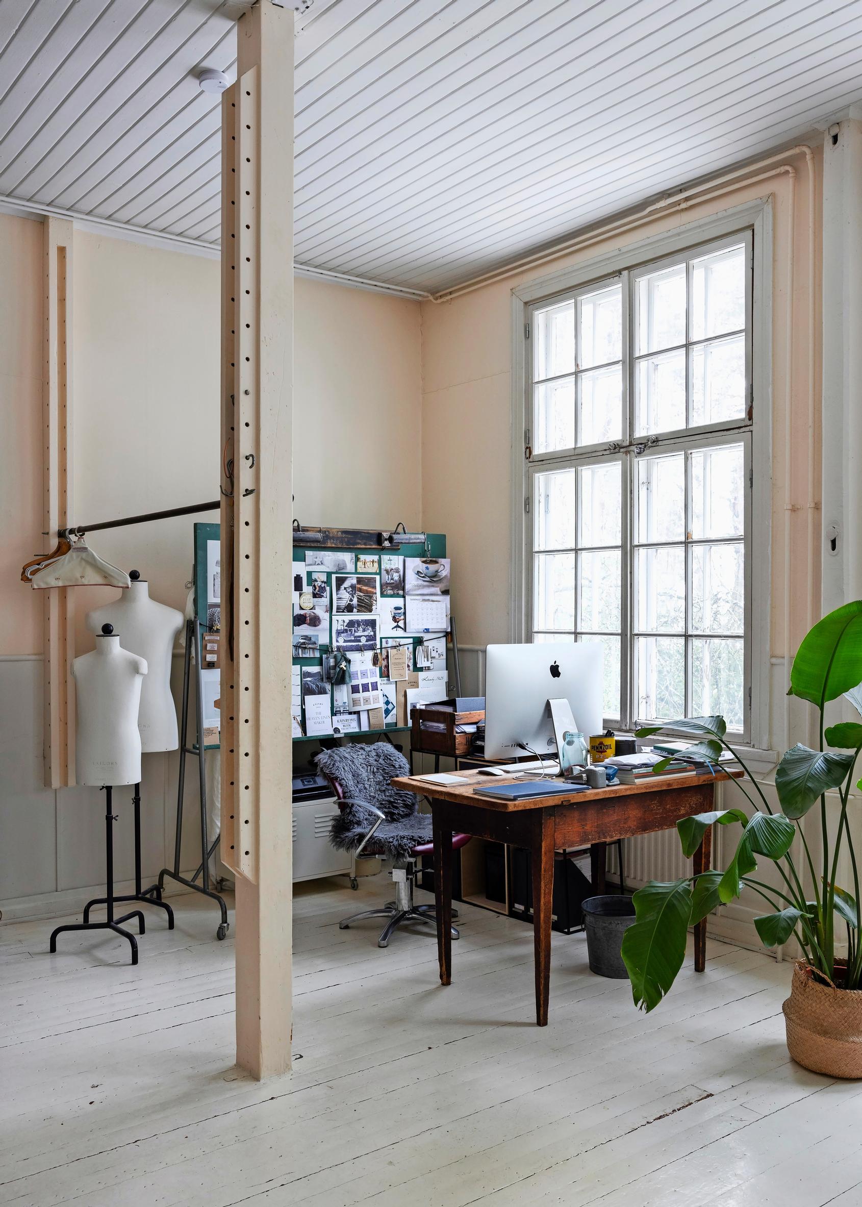 An office in front of a large window