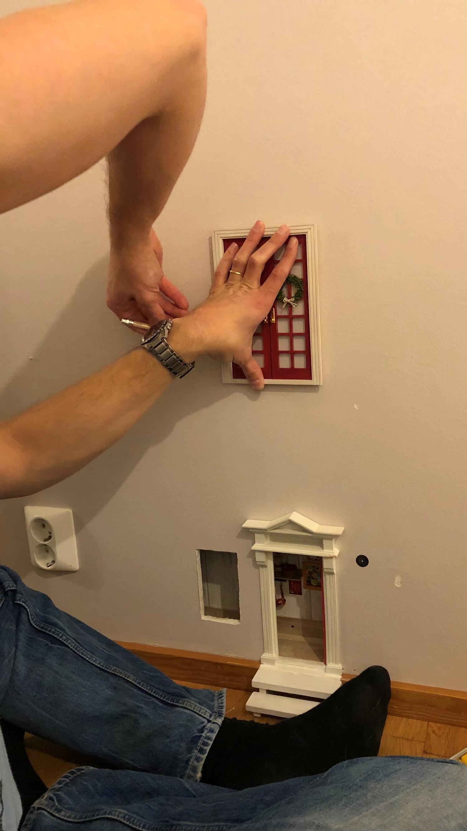 The second floor of the Huttunen family's elf door under construction