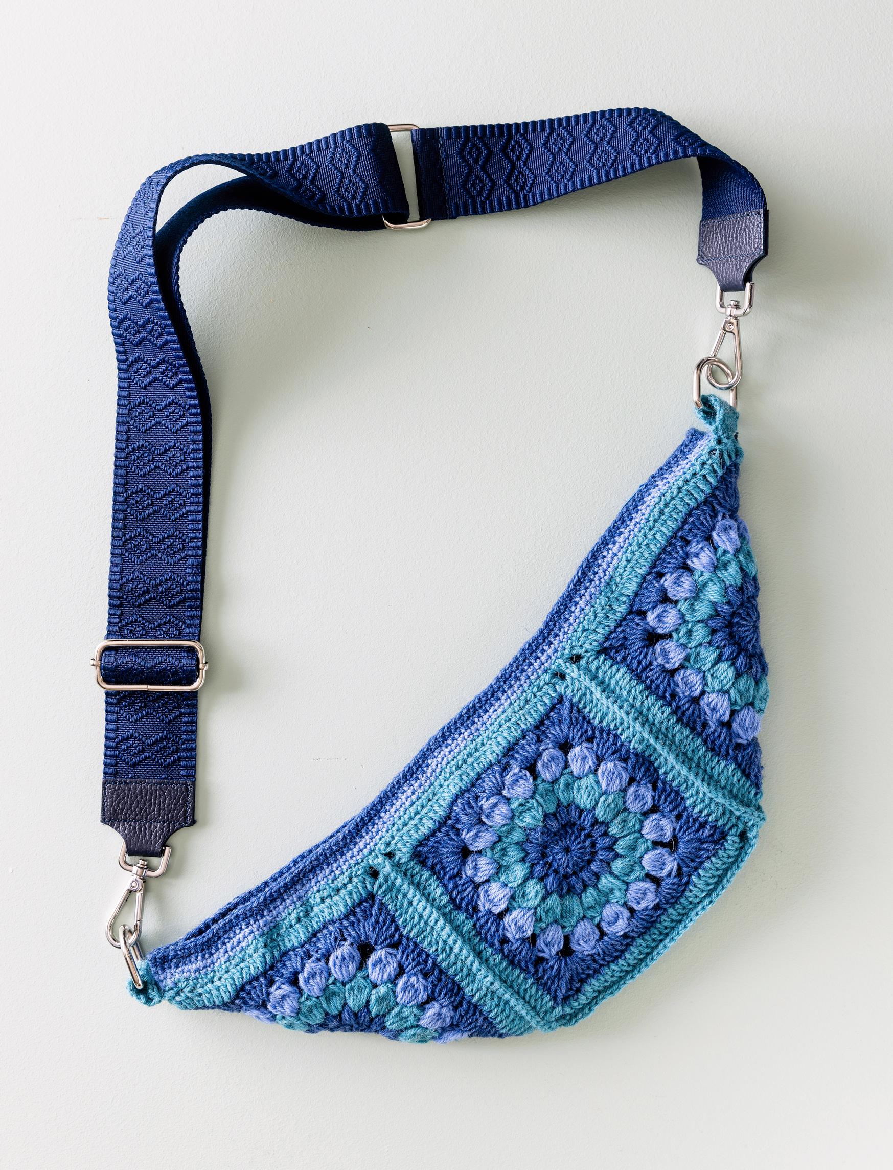 Belt bag crocheted from squares