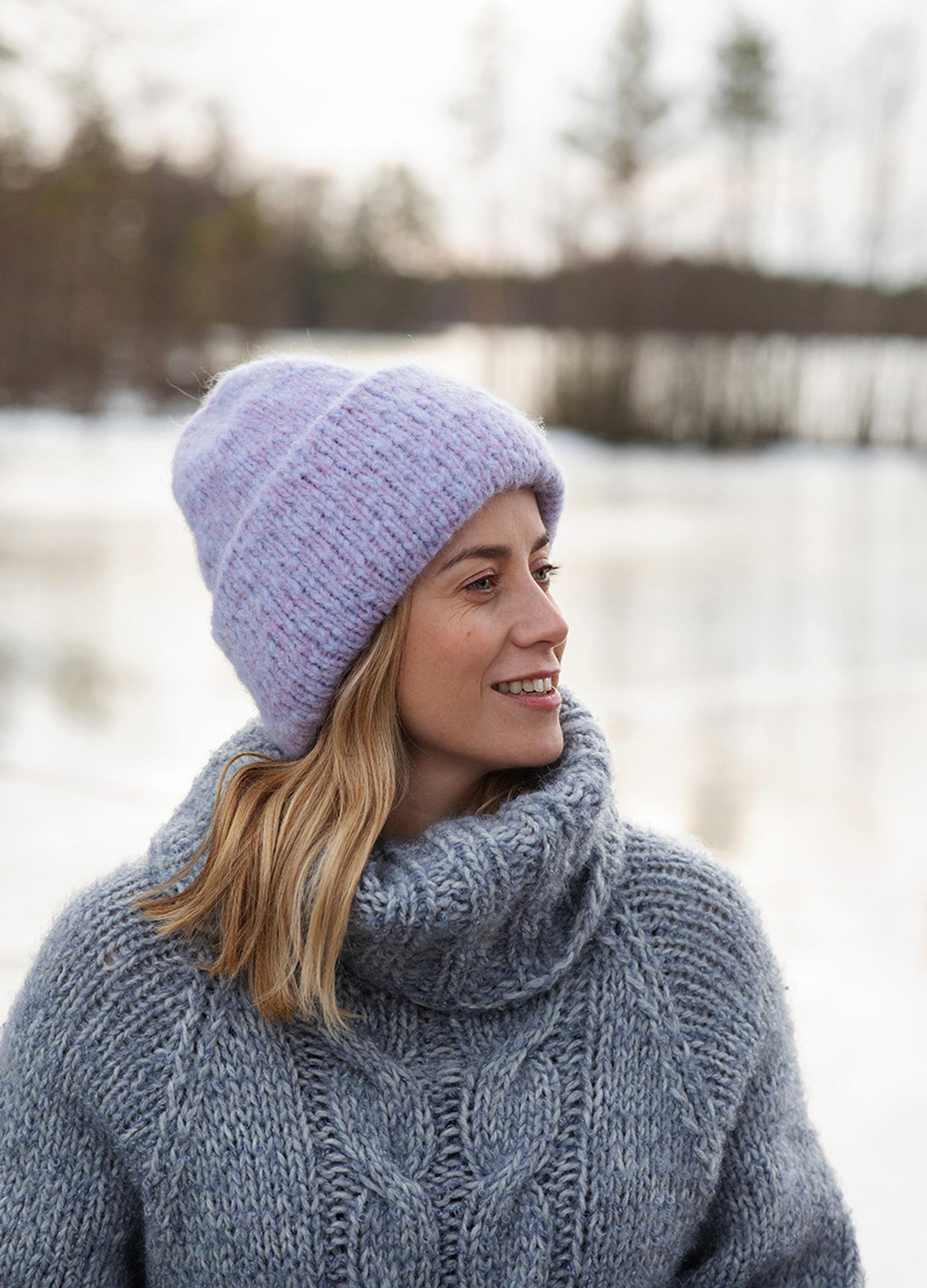 Iina Kuustonen wearing a Love beanie