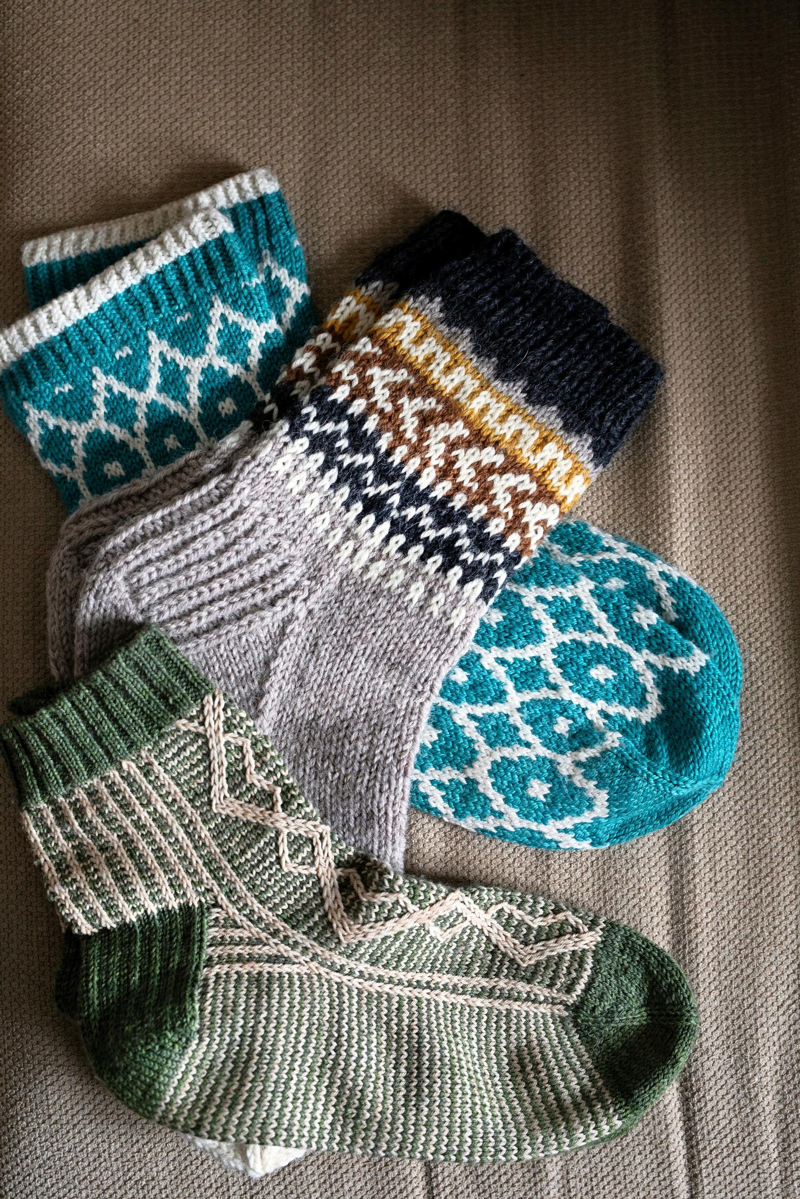 Wool socks knitted by Joona Höri.