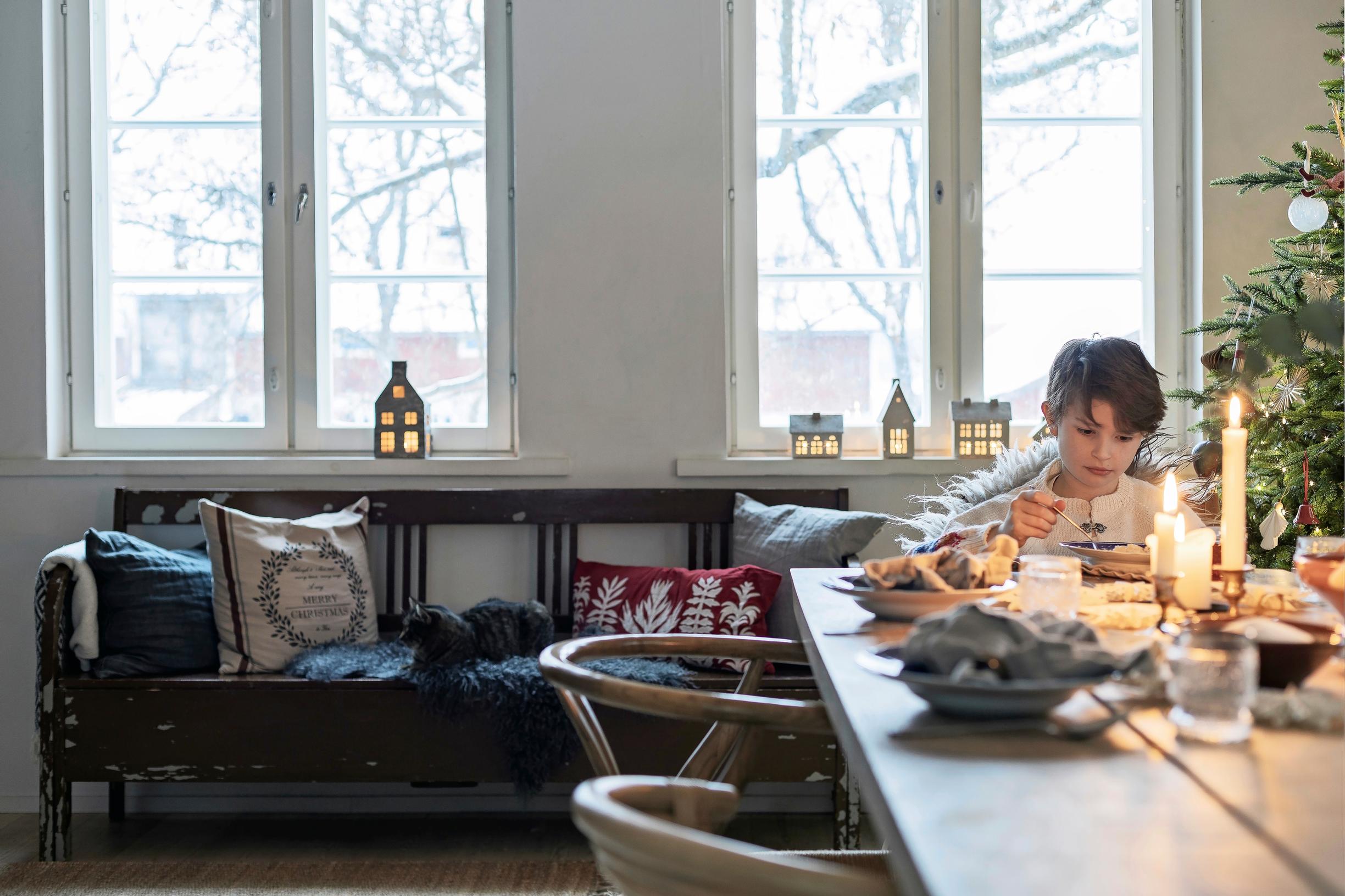 Hugo at the Christmas table.