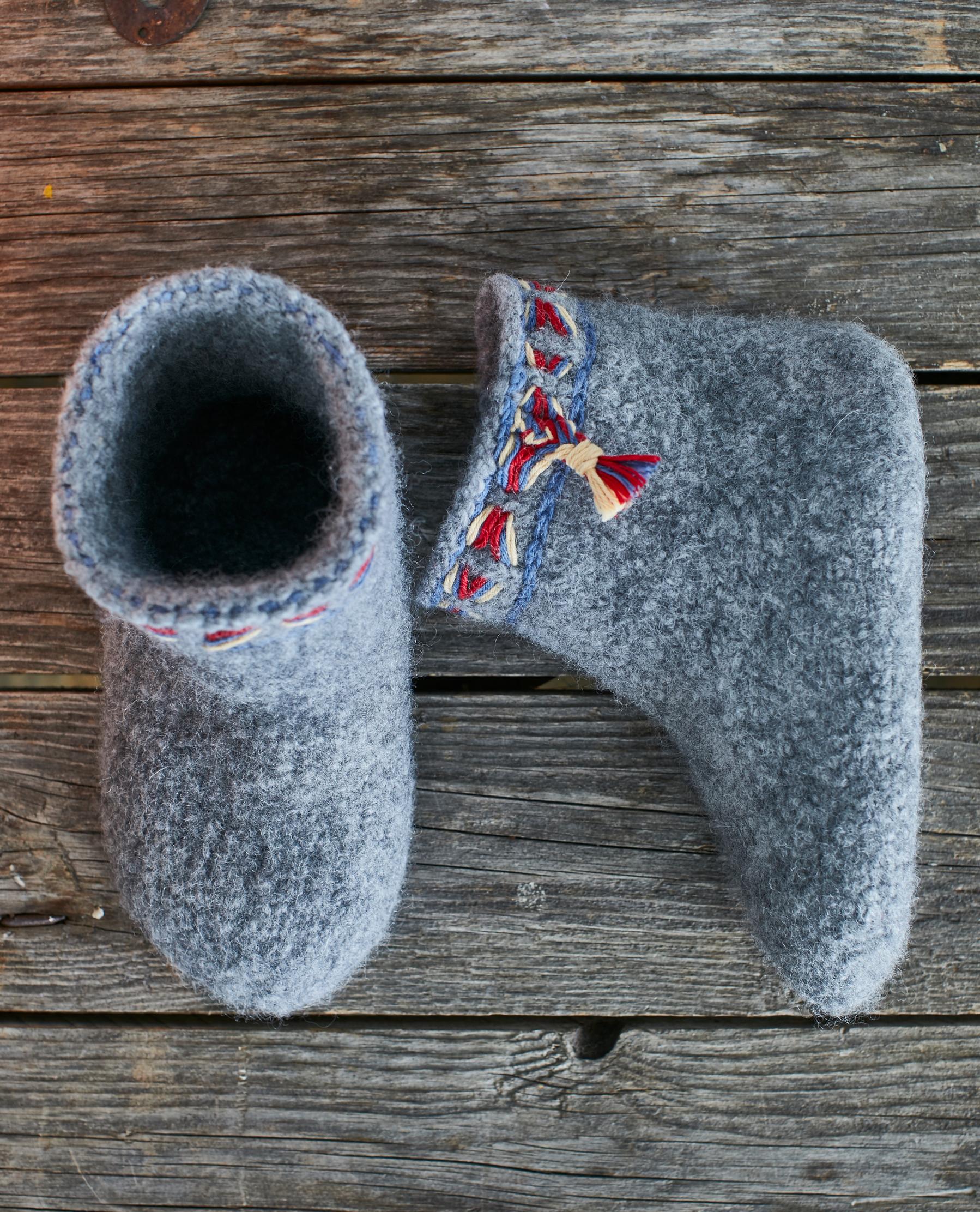 Gray felted slippers