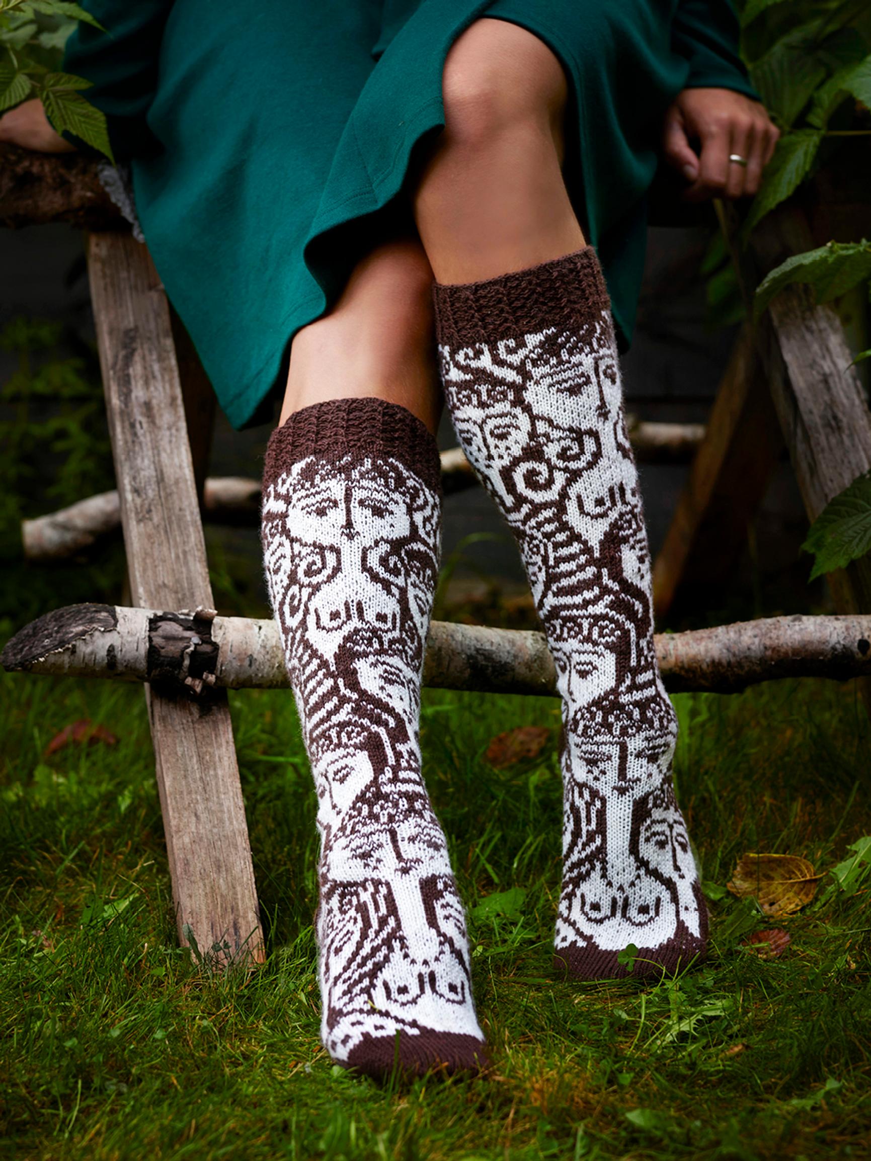 The Here I Am socks boldly imitate designer Birger Kaipiainen’s female figures