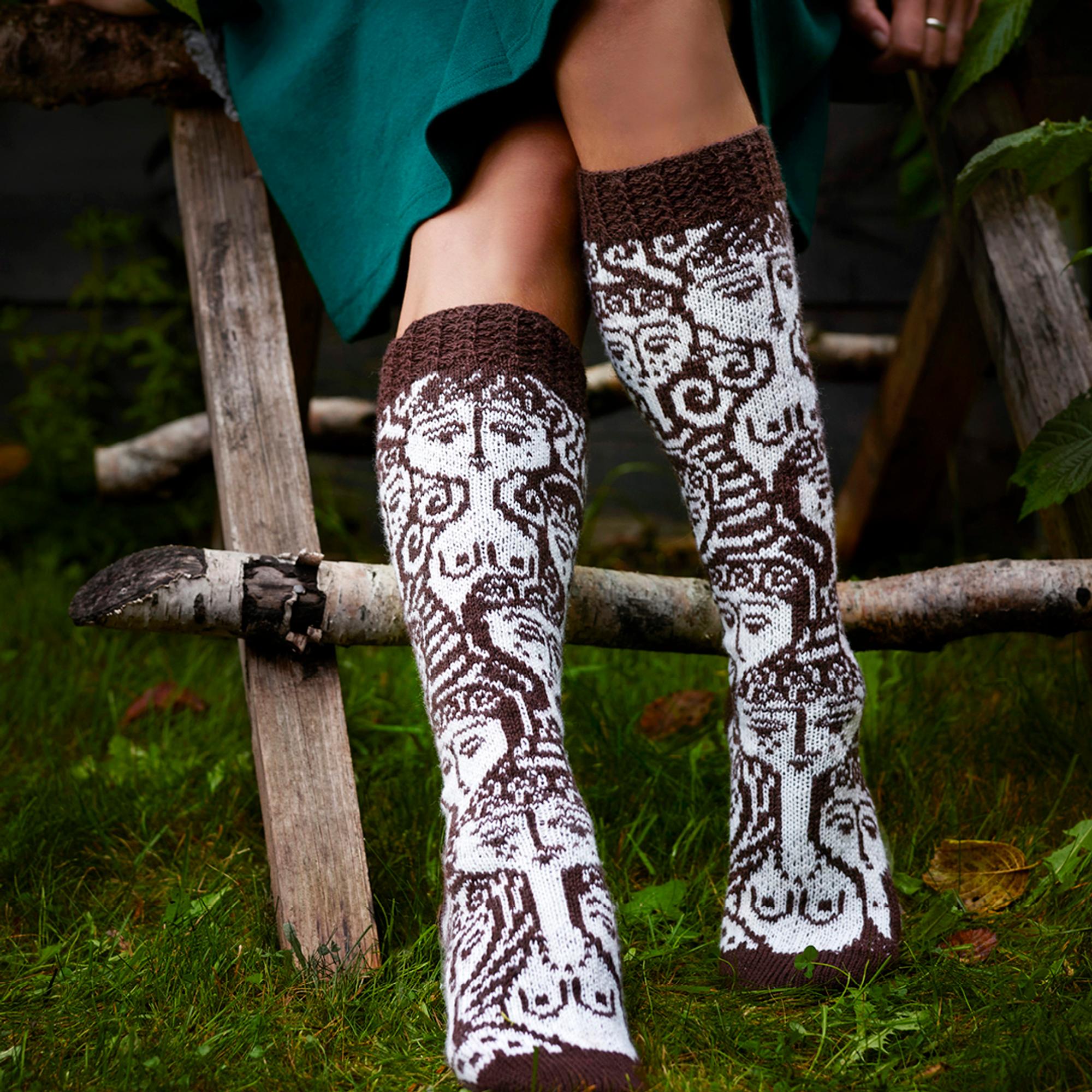 The Here I Am socks boldly imitate designer Birger Kaipiainen’s female figures