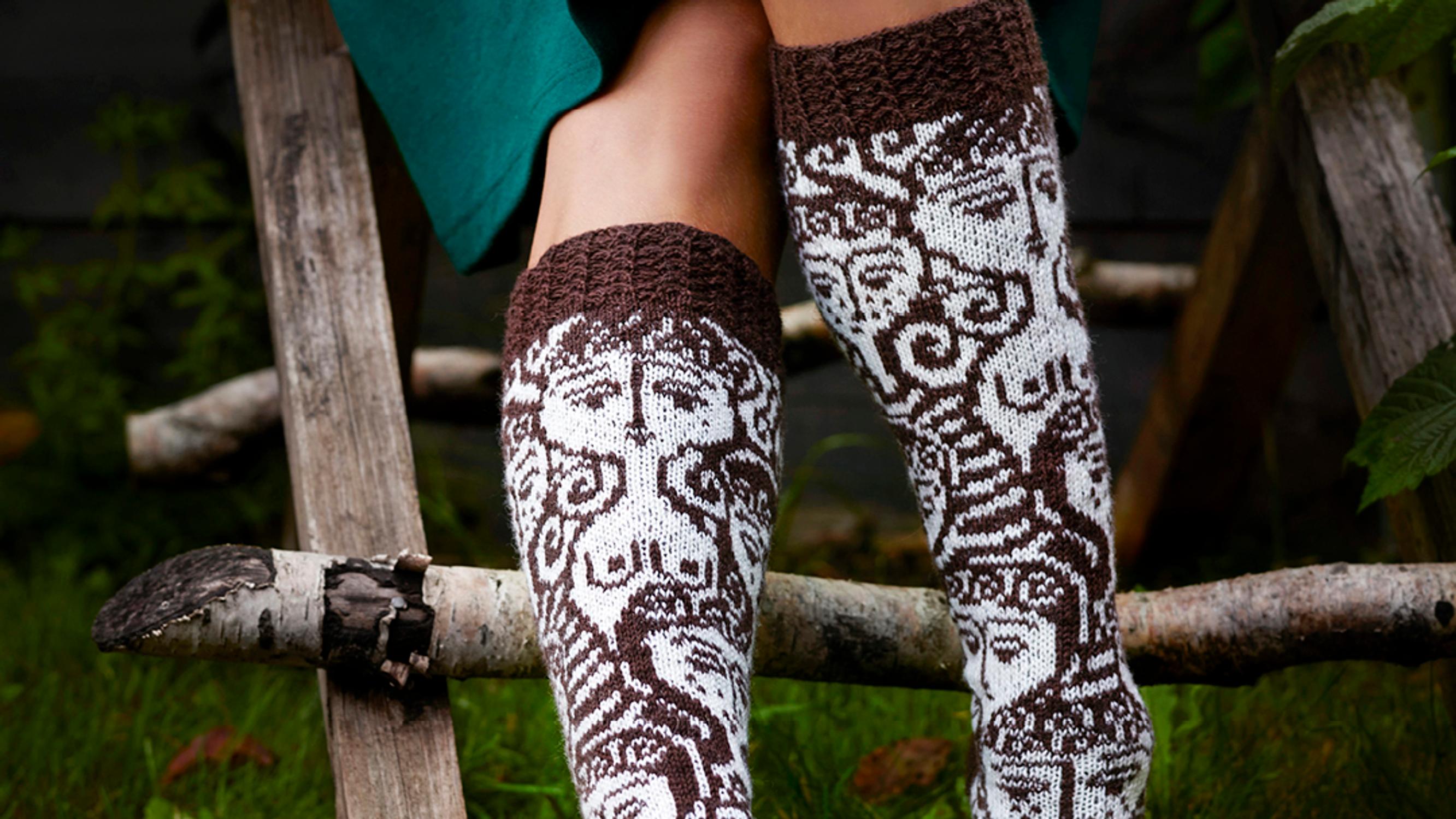 The Here I Am socks boldly imitate designer Birger Kaipiainen’s female figures