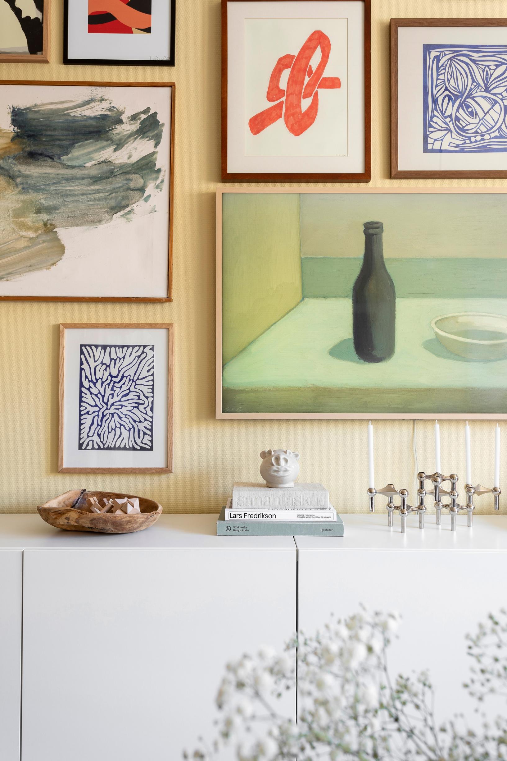 Television on the living room art wall