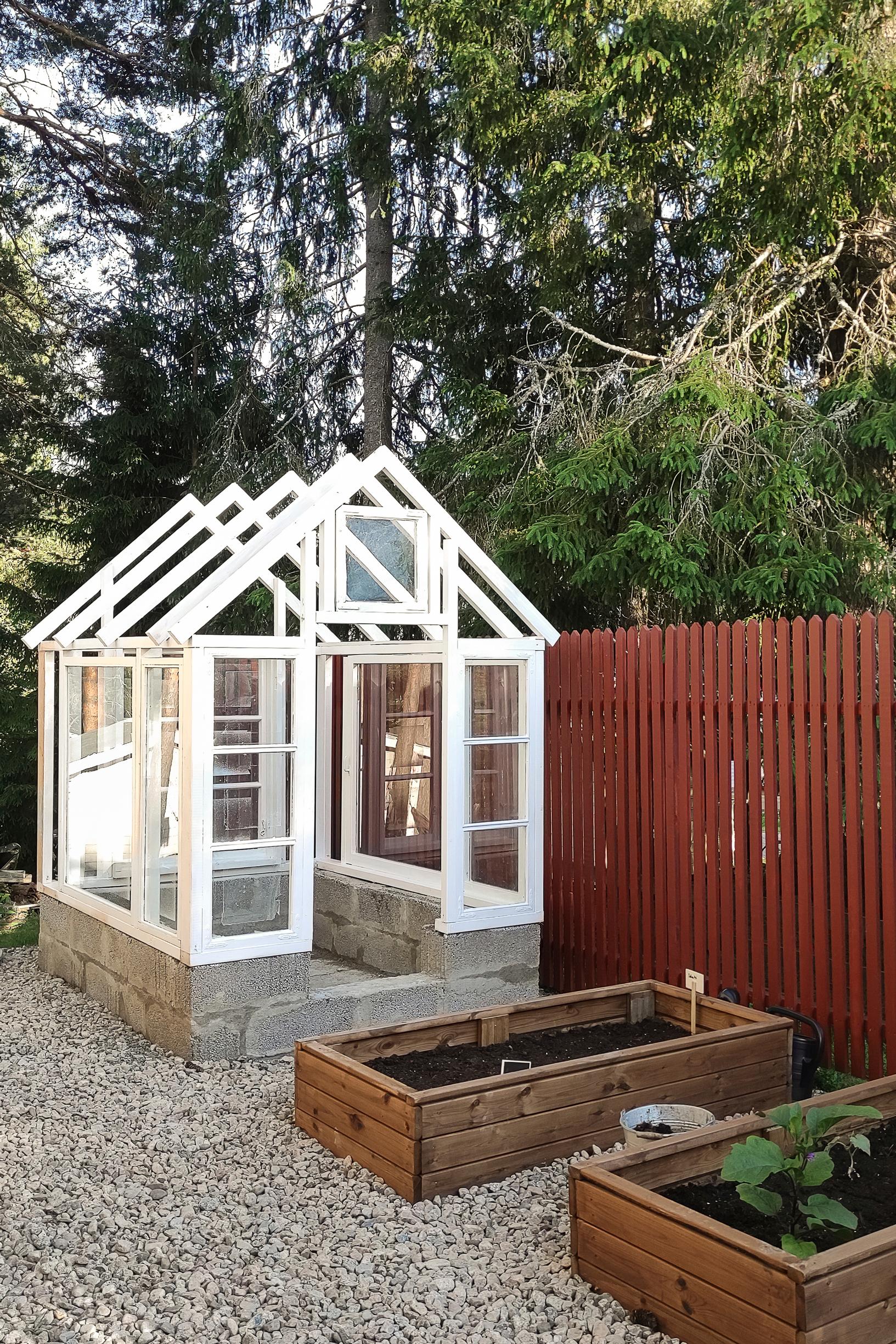 The greenhouse frame is up.
