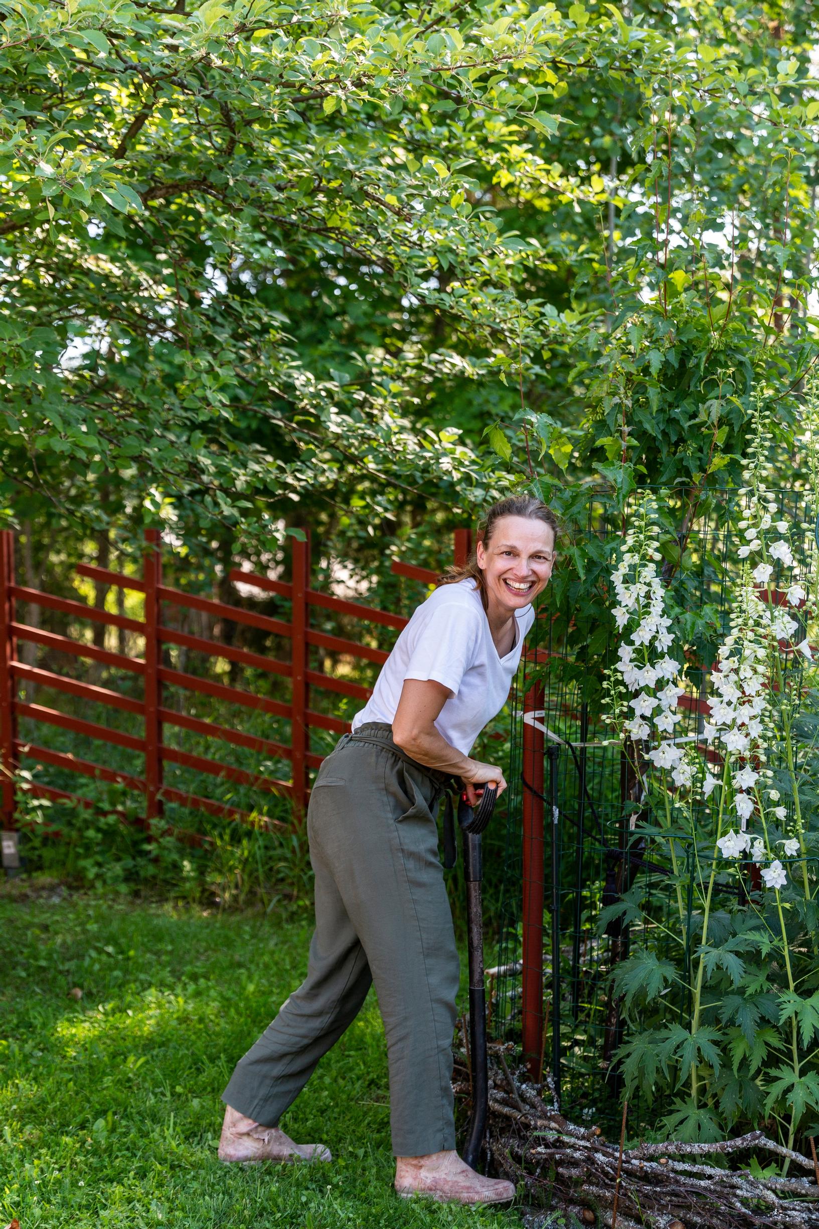 City Manager Petra Theman in her garden.