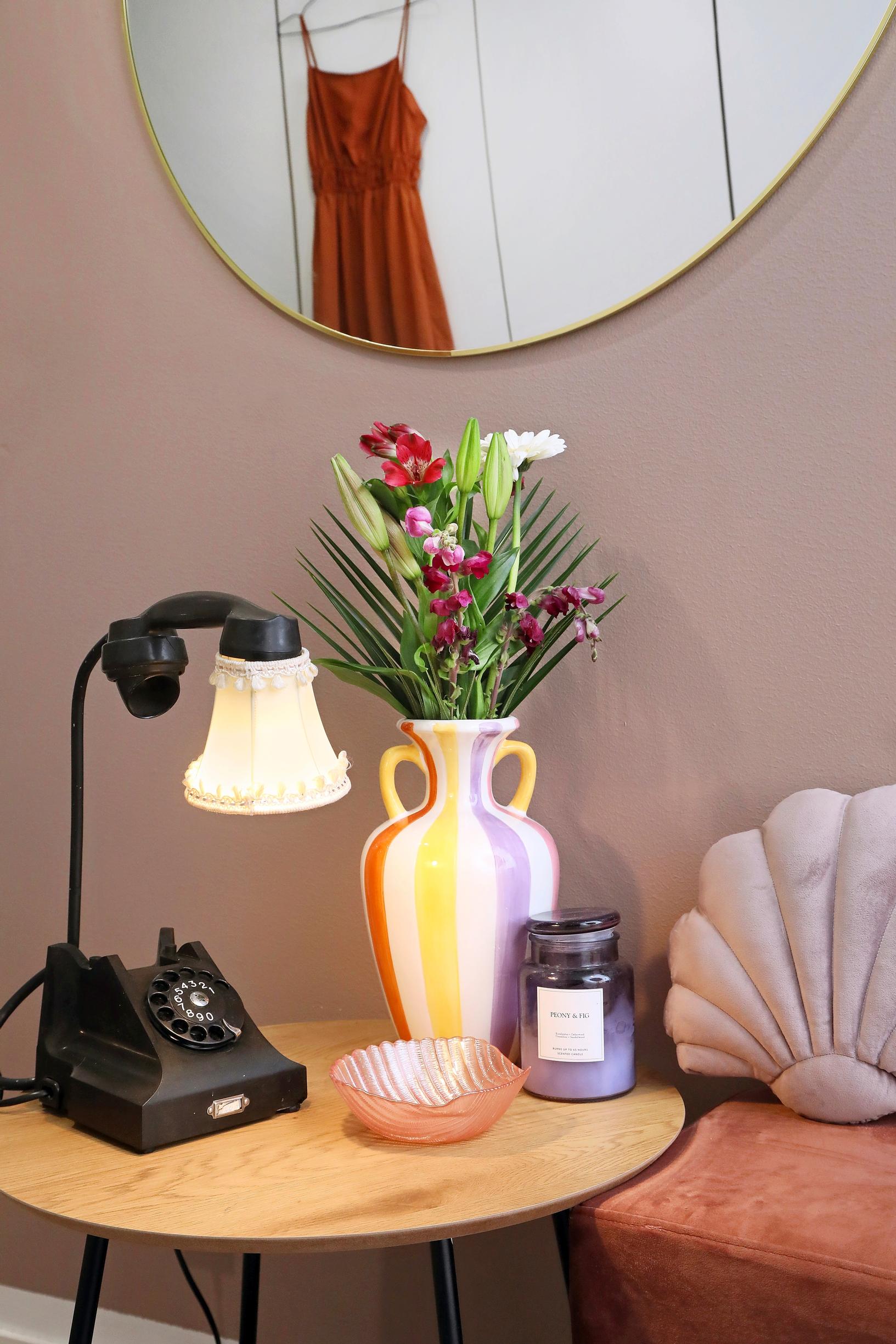 A lamp made from a telephone