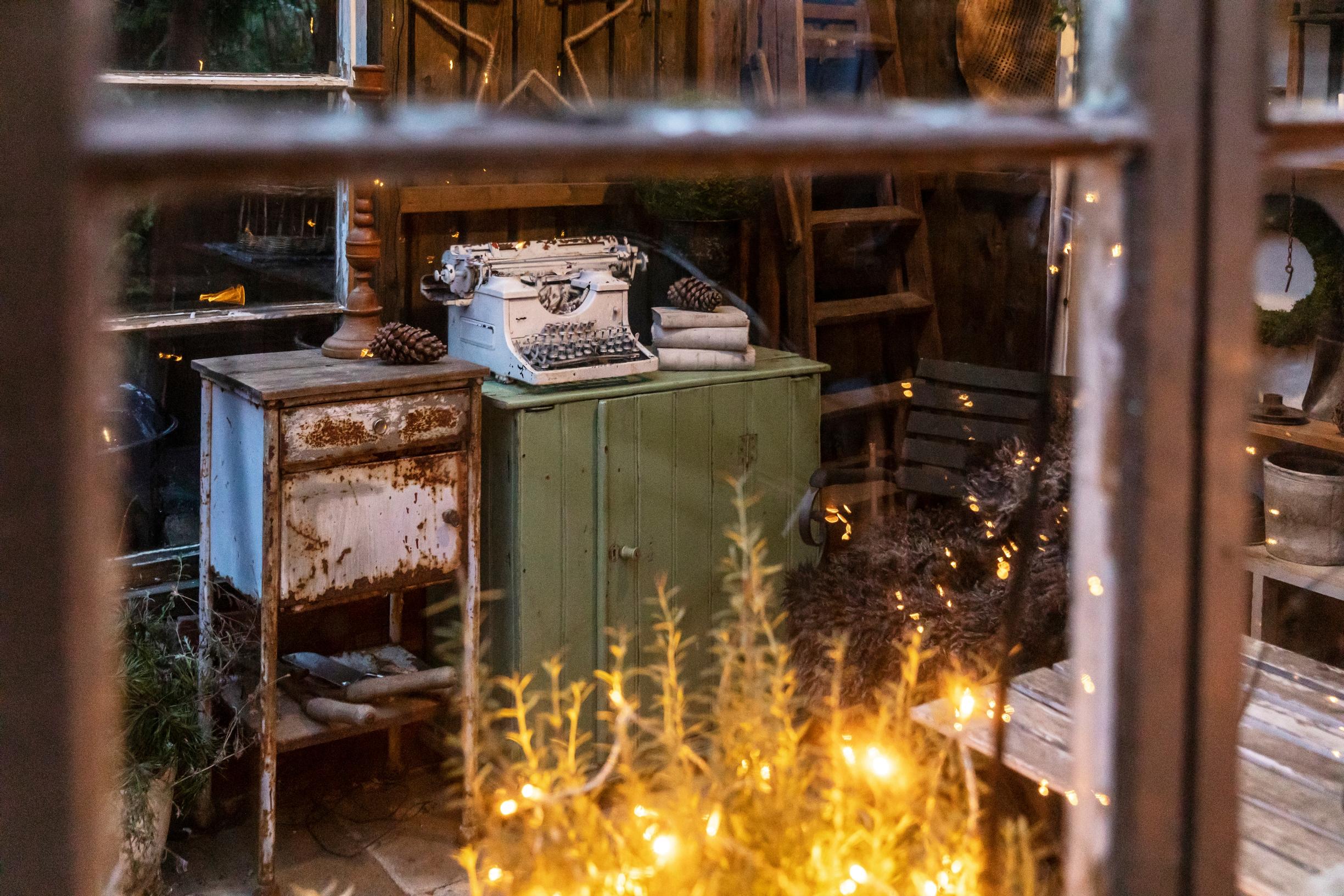 Seasonal lights and charming items in Maria Meder’s greenhouse