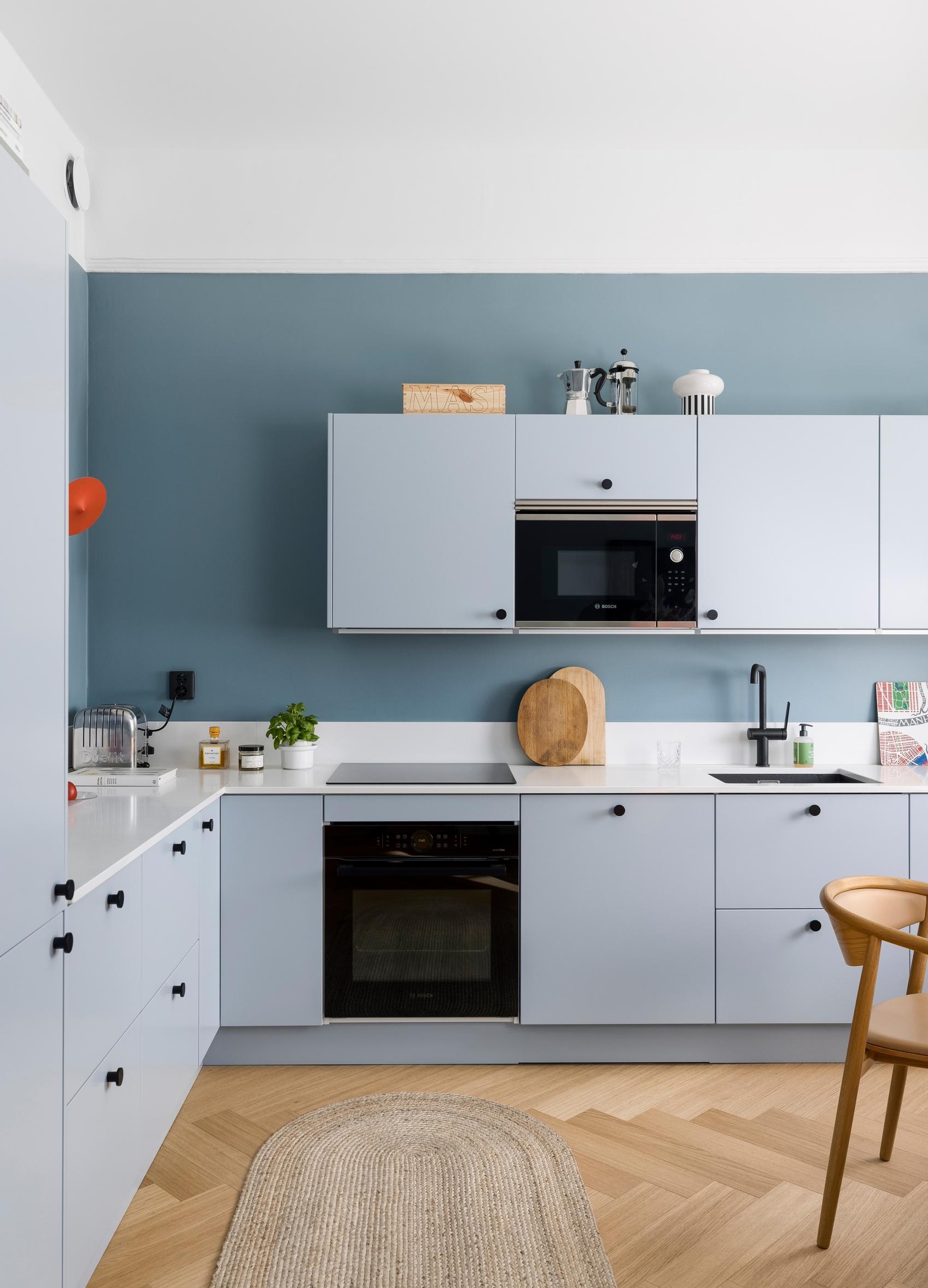 Blue-hued kitchen