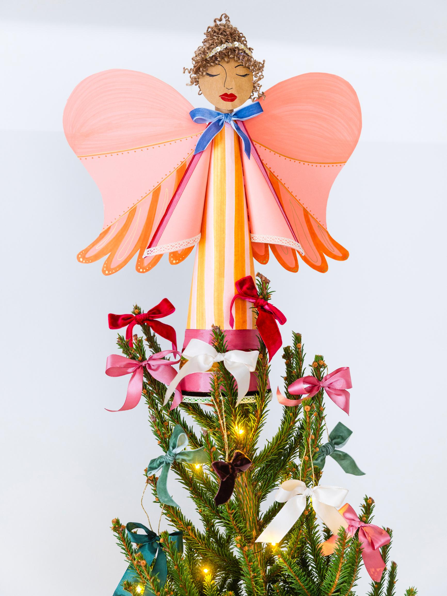 Cute cardboard angel to top your Christmas tree—make from reusable materials!