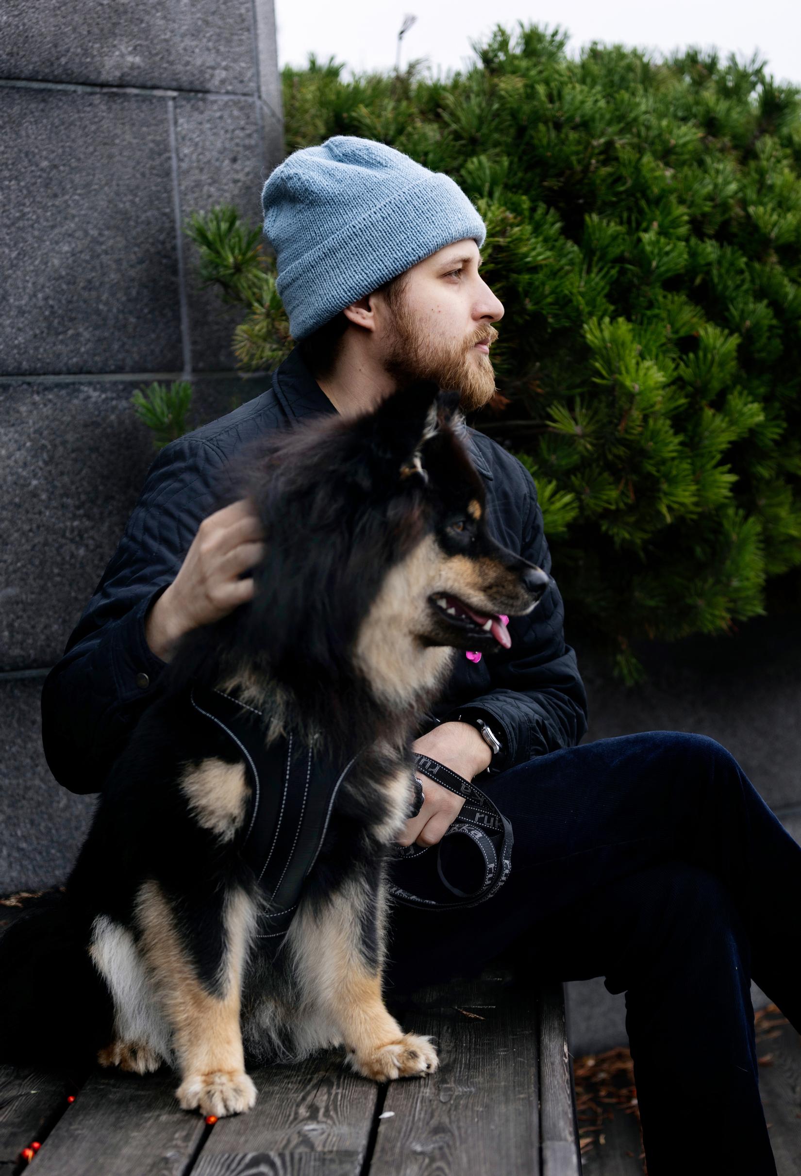 Men's beanie on model