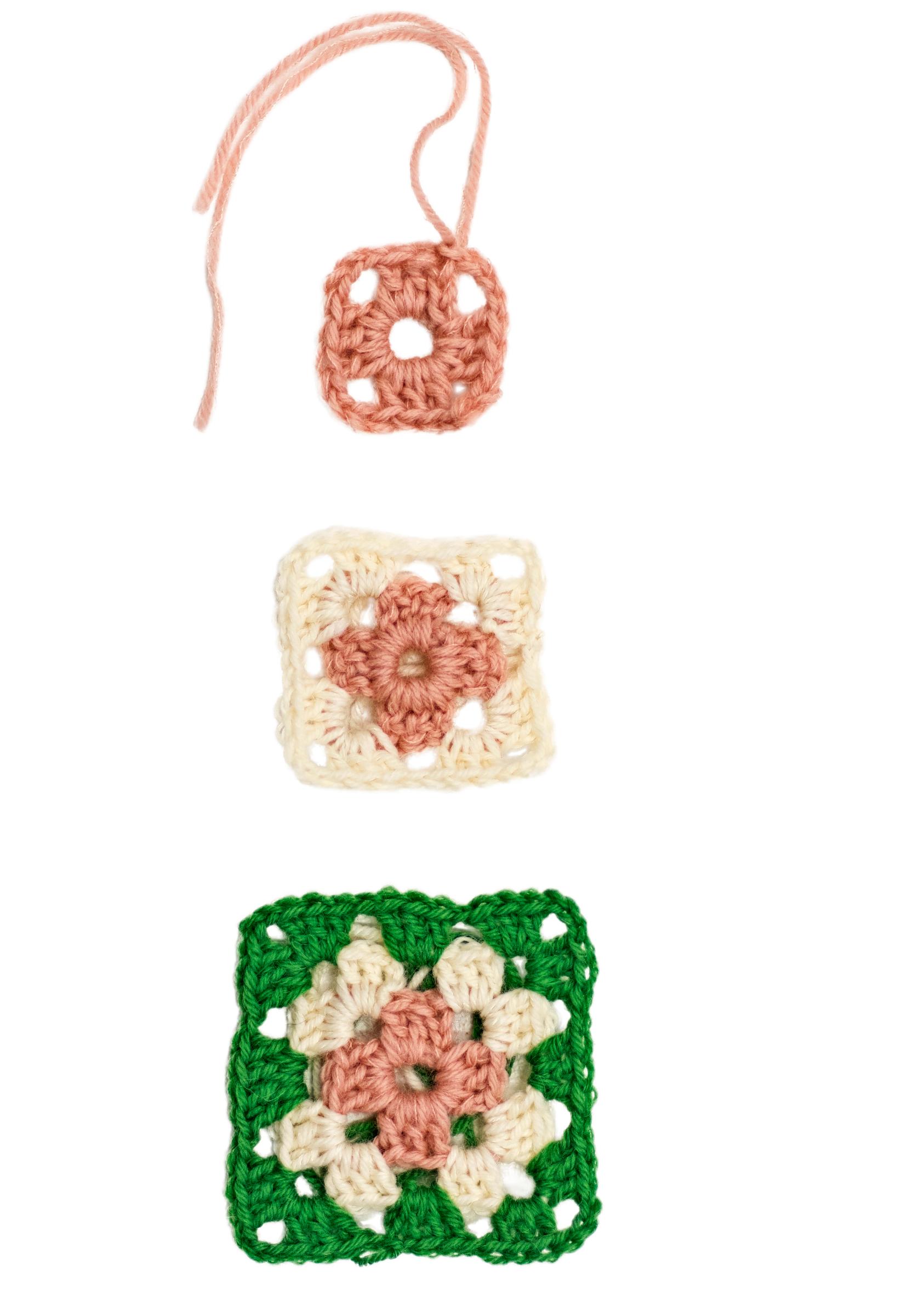 Steps in crocheting a granny square