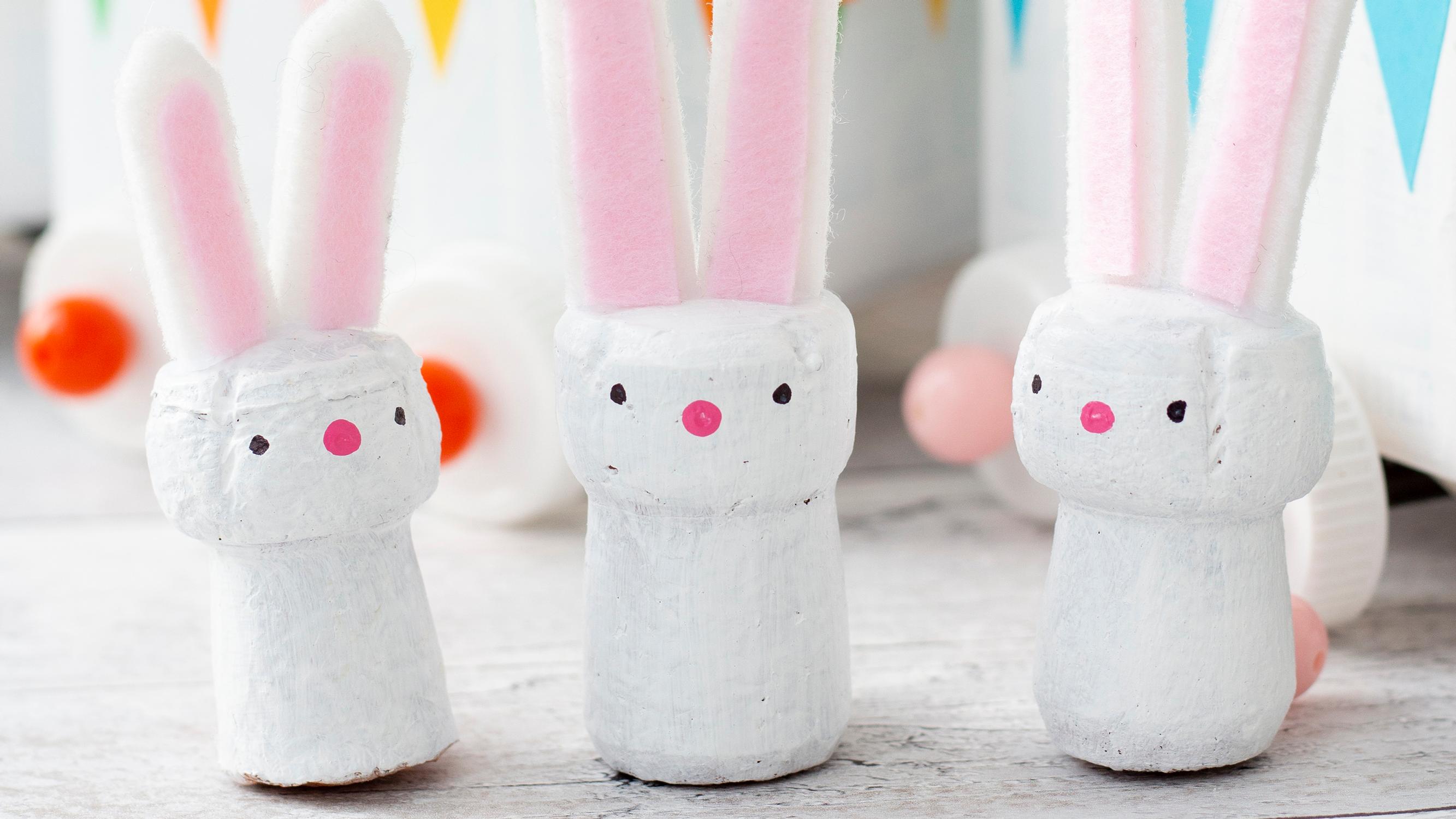 Easy Easter bunny craft from corks—this one you can make even with little ones