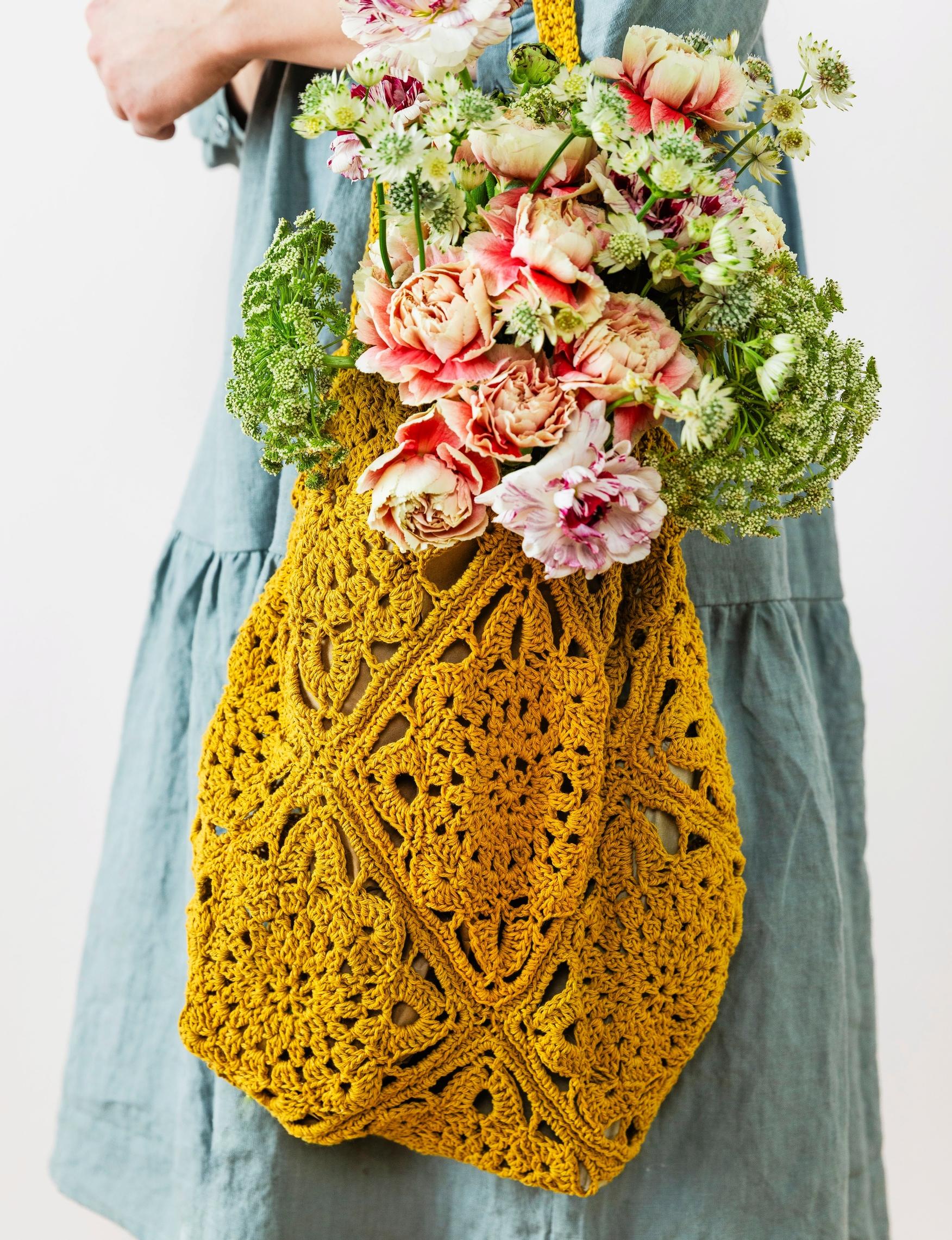 Crocheted flower bag