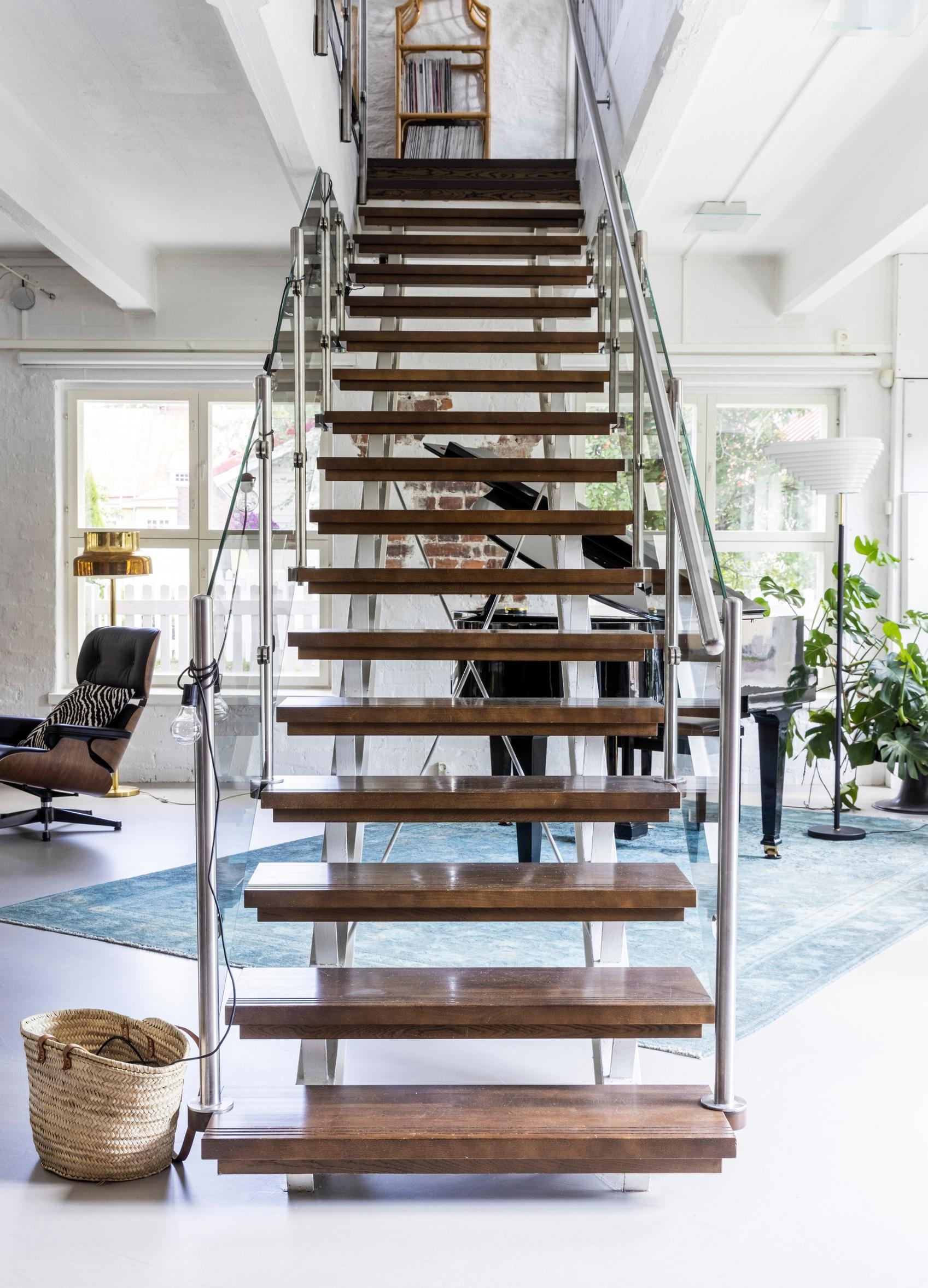 Steel-structured stairs leading upstairs