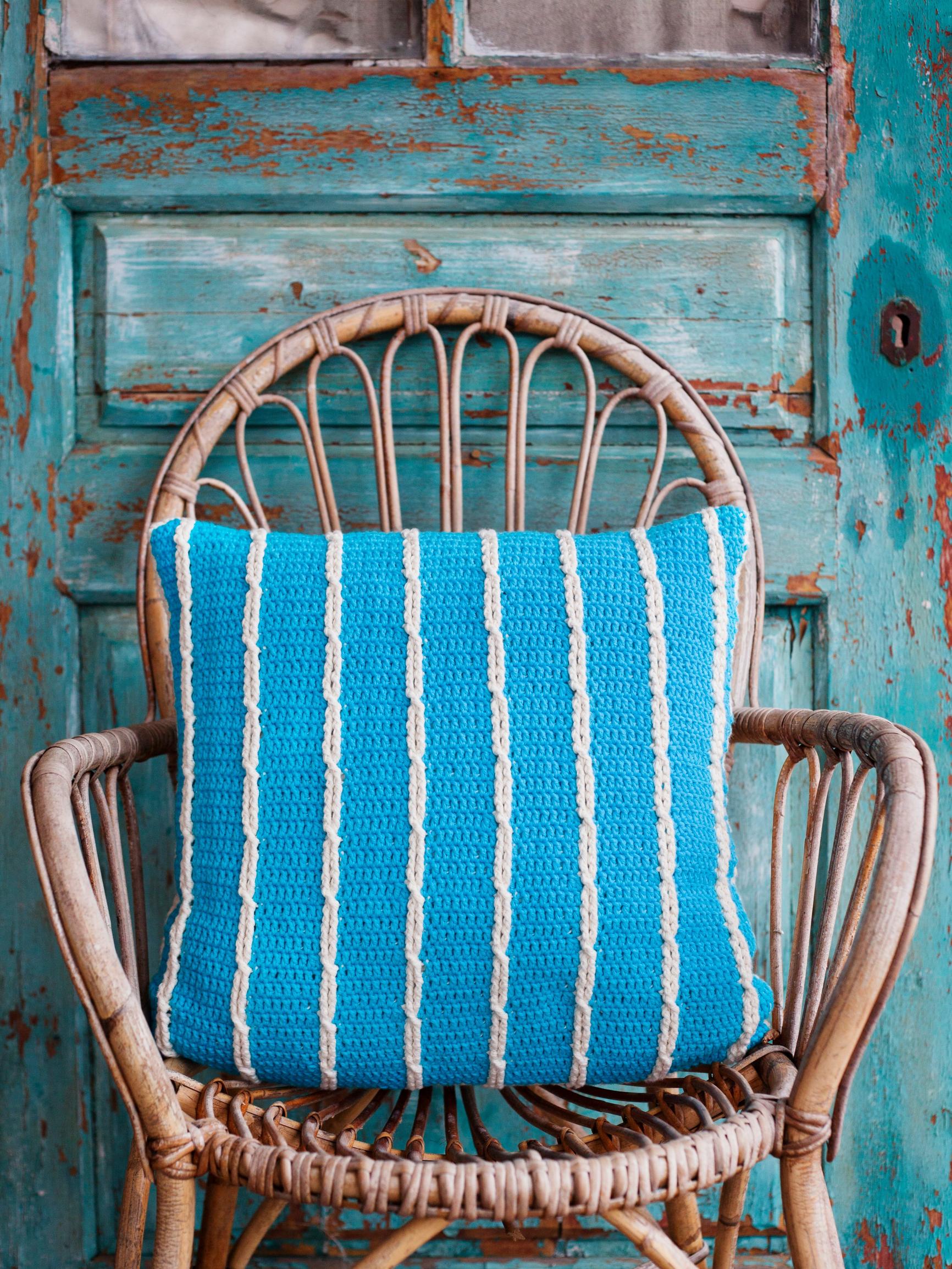 Grab your hook! Crochet a cushion with delightful spiralling stripes