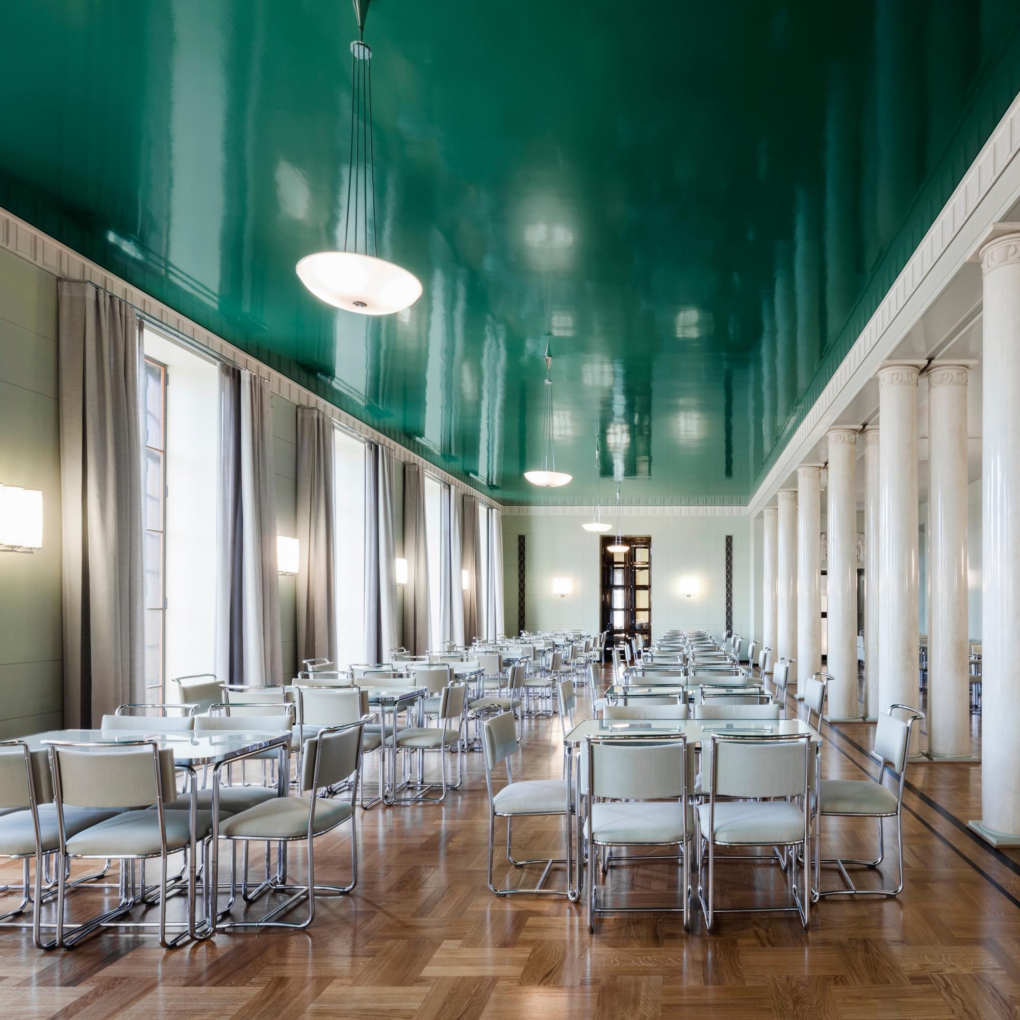 Color inspiration from the cradle of power: turquoise ceilings and bold art deco style in the Finnish Parliament Building