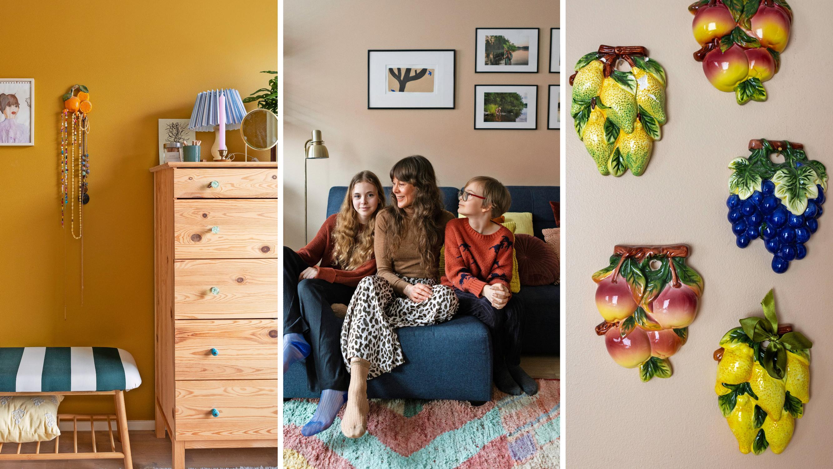 In this apartment of a family of three, white isn’t an option: “We’ve never had a home with white walls”