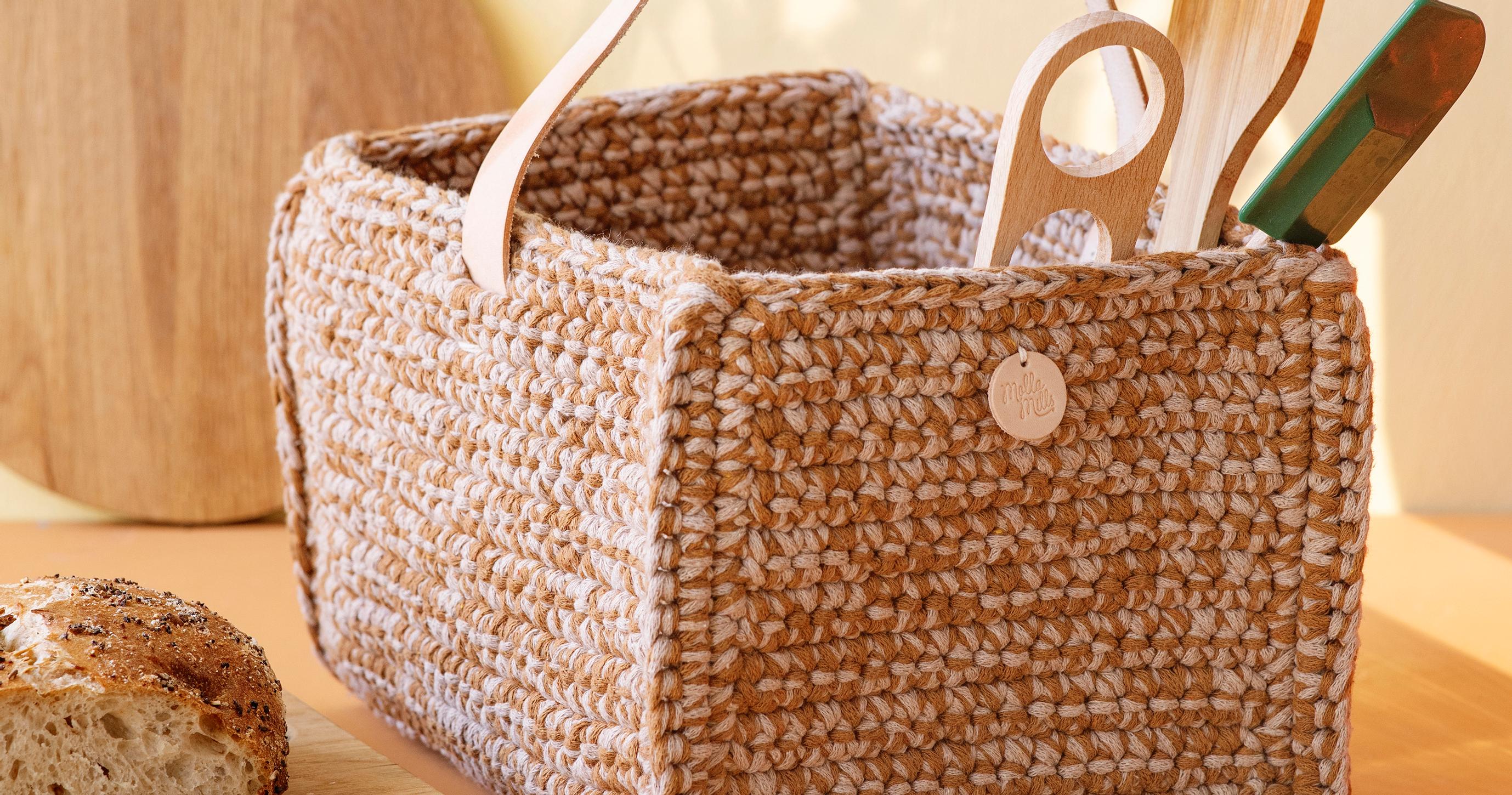 Crochet a three-piece mushroom basket—perfect for storage and forage!