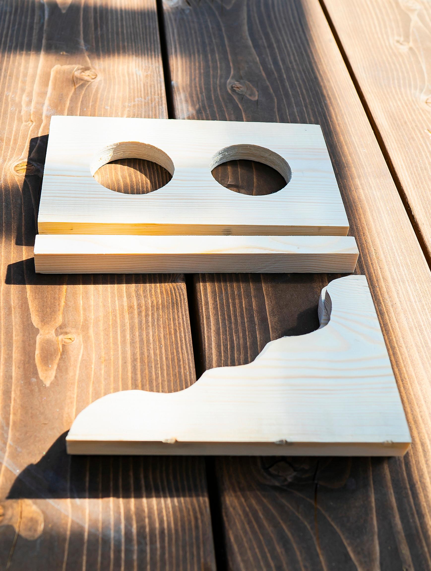 Parts of the wooden drink holder