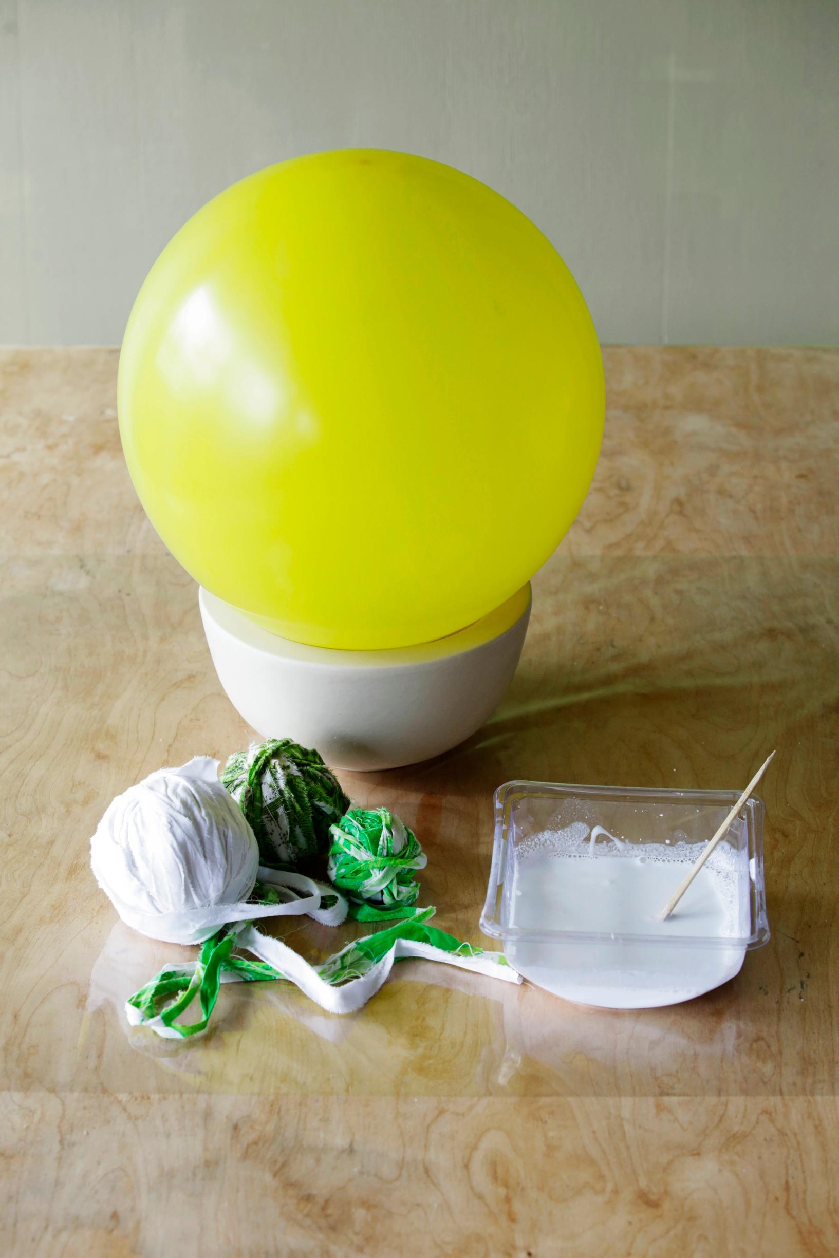 A balloon placed in a bowl