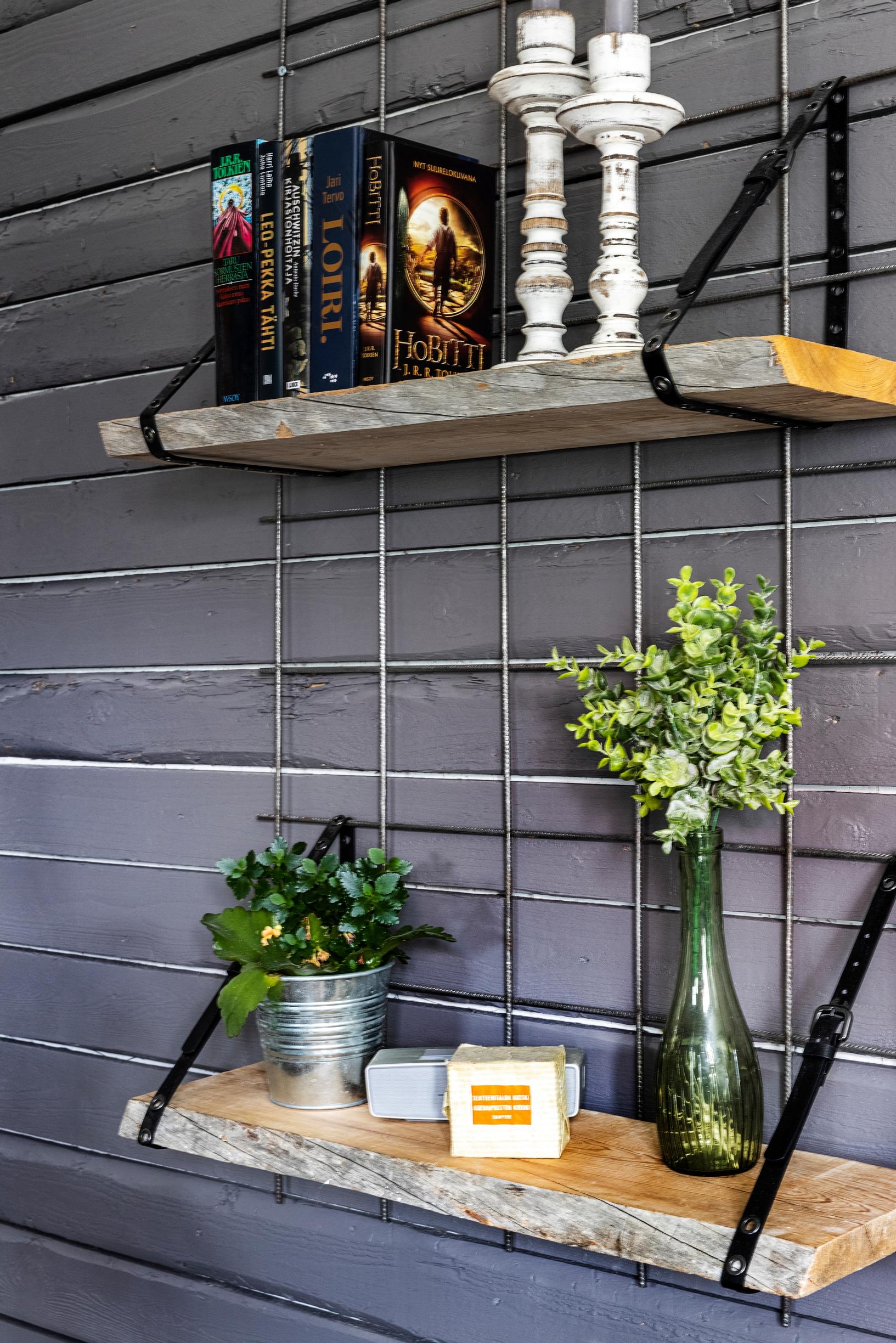 A wall shelf in the office