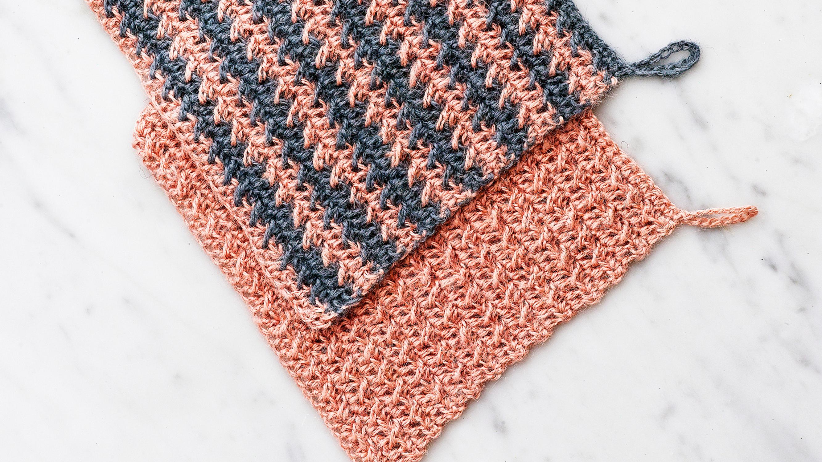 Crochet a hemp dishcloth—quick-drying nubby texture and a sweet pop of color!