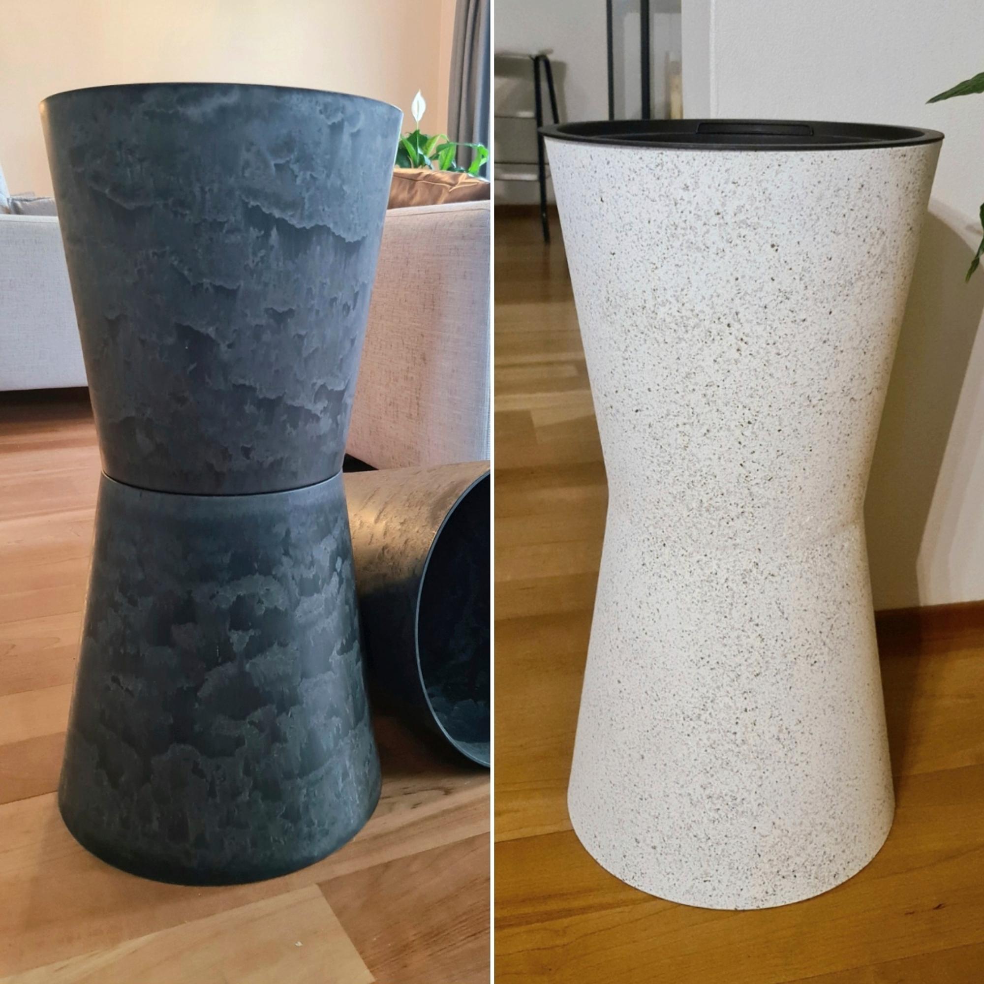 A tall, two-part planter in progress.