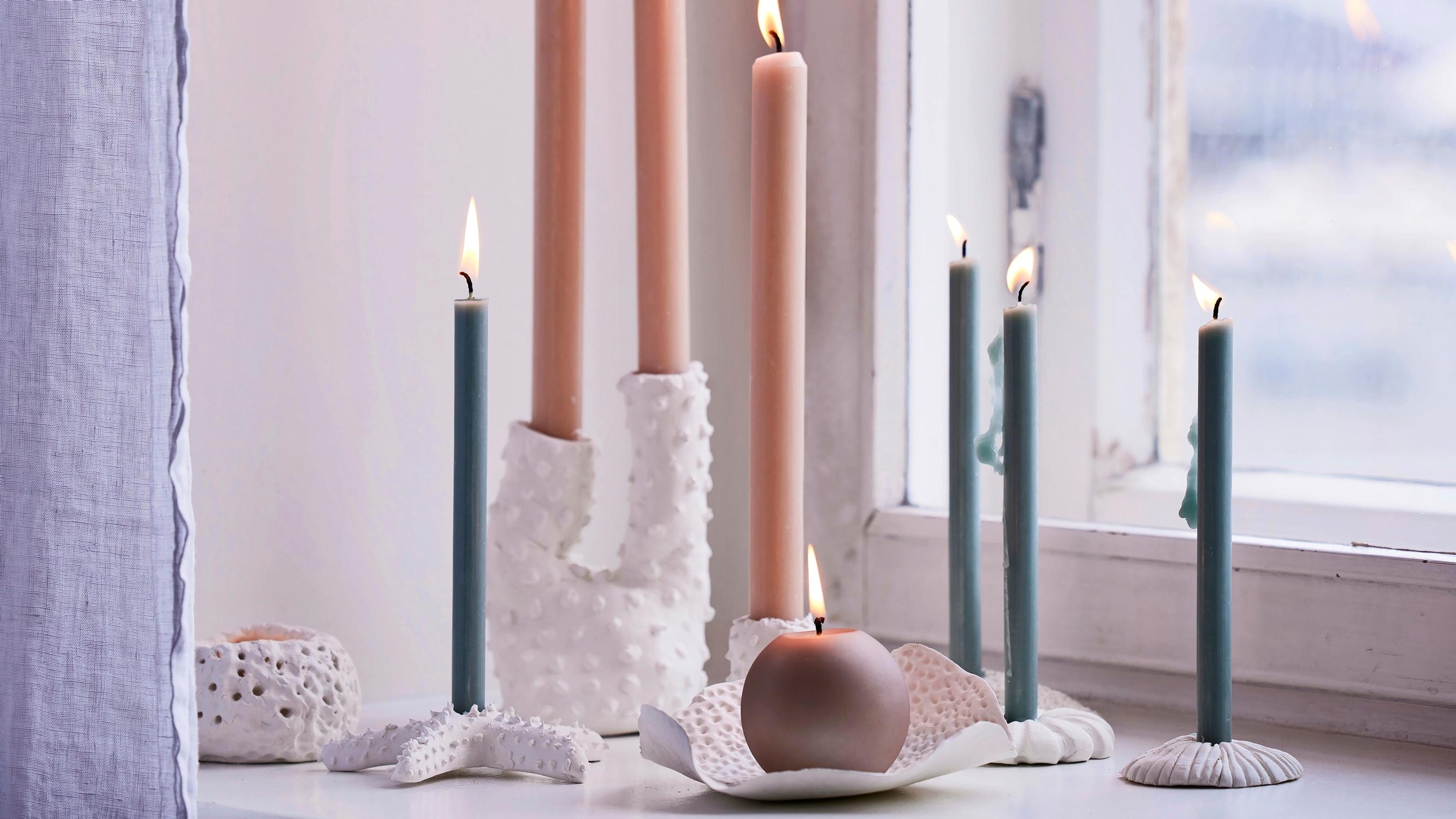 4 sea‑inspired candle holders—make them yourself with air-dry clay!