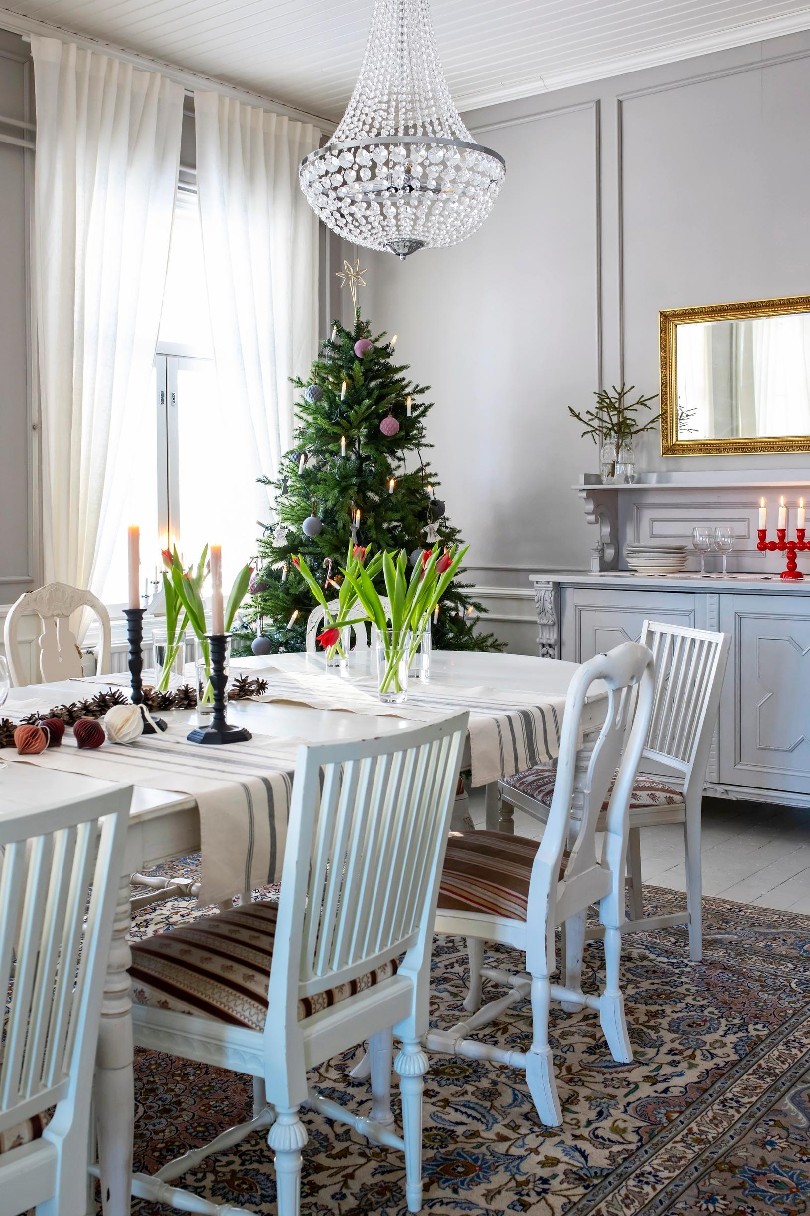 The old vicarage’s parlor decorated for Christmas